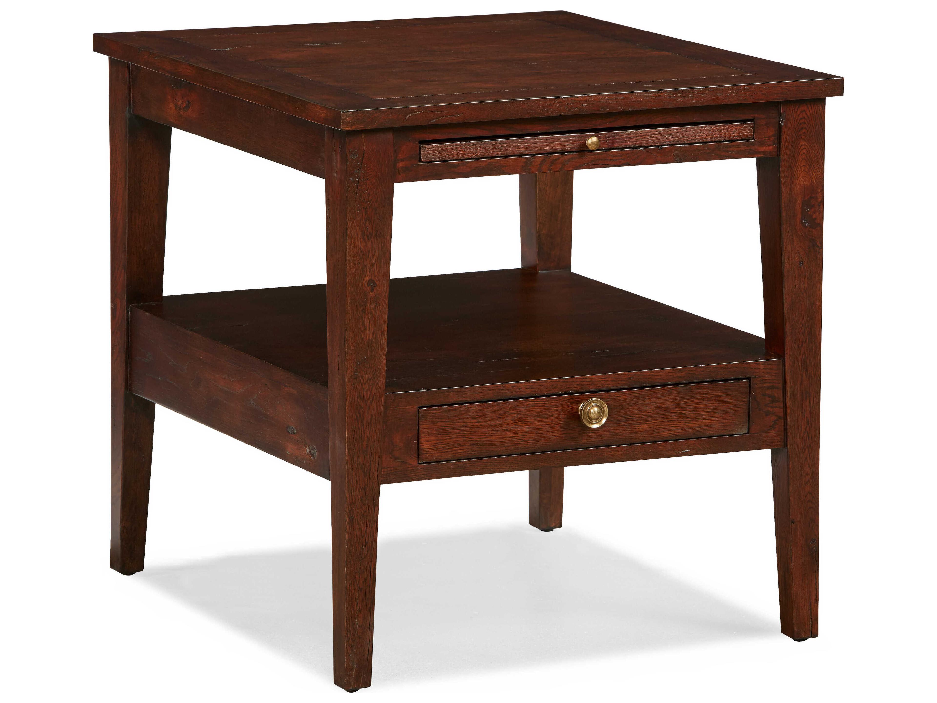 Branson Rectangular Wood Umber Antiqued Brass Side Table