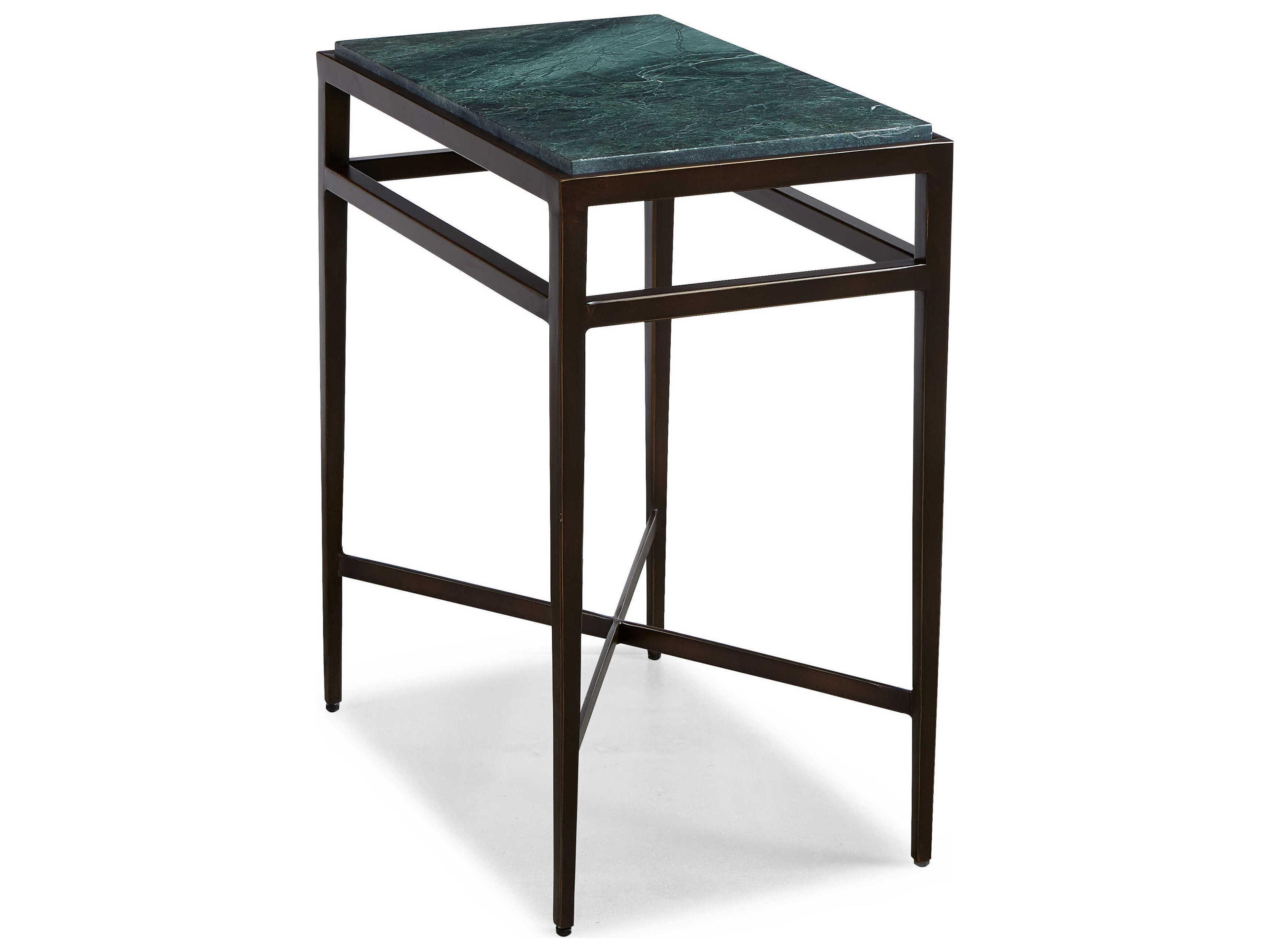 Masterpiece Francisco Rectangular Marble Tikal Green Aged Bronze Accent Table