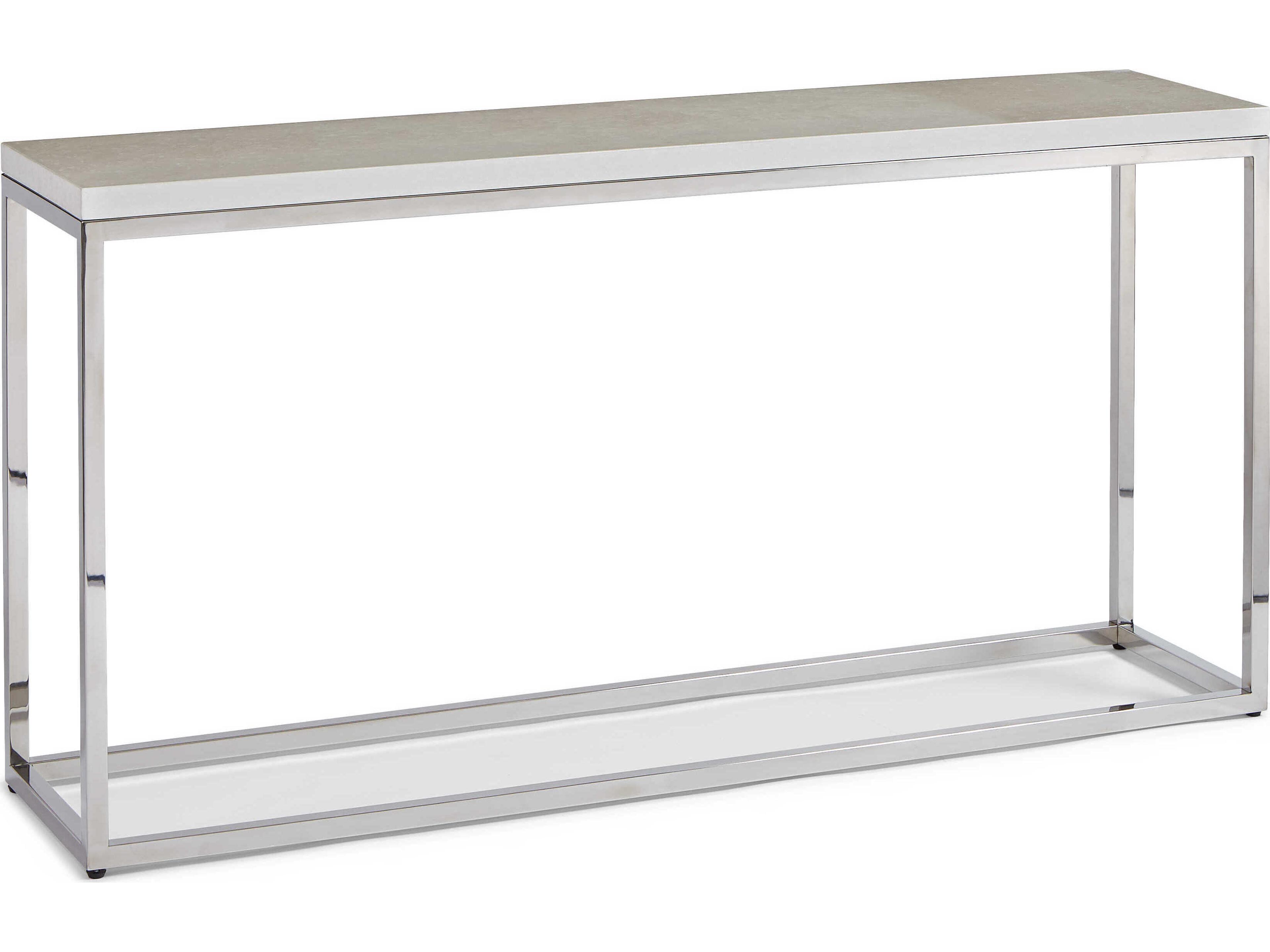 Aspen Rectangular Marble White Lacquer Polished Stainless Steel Console Table