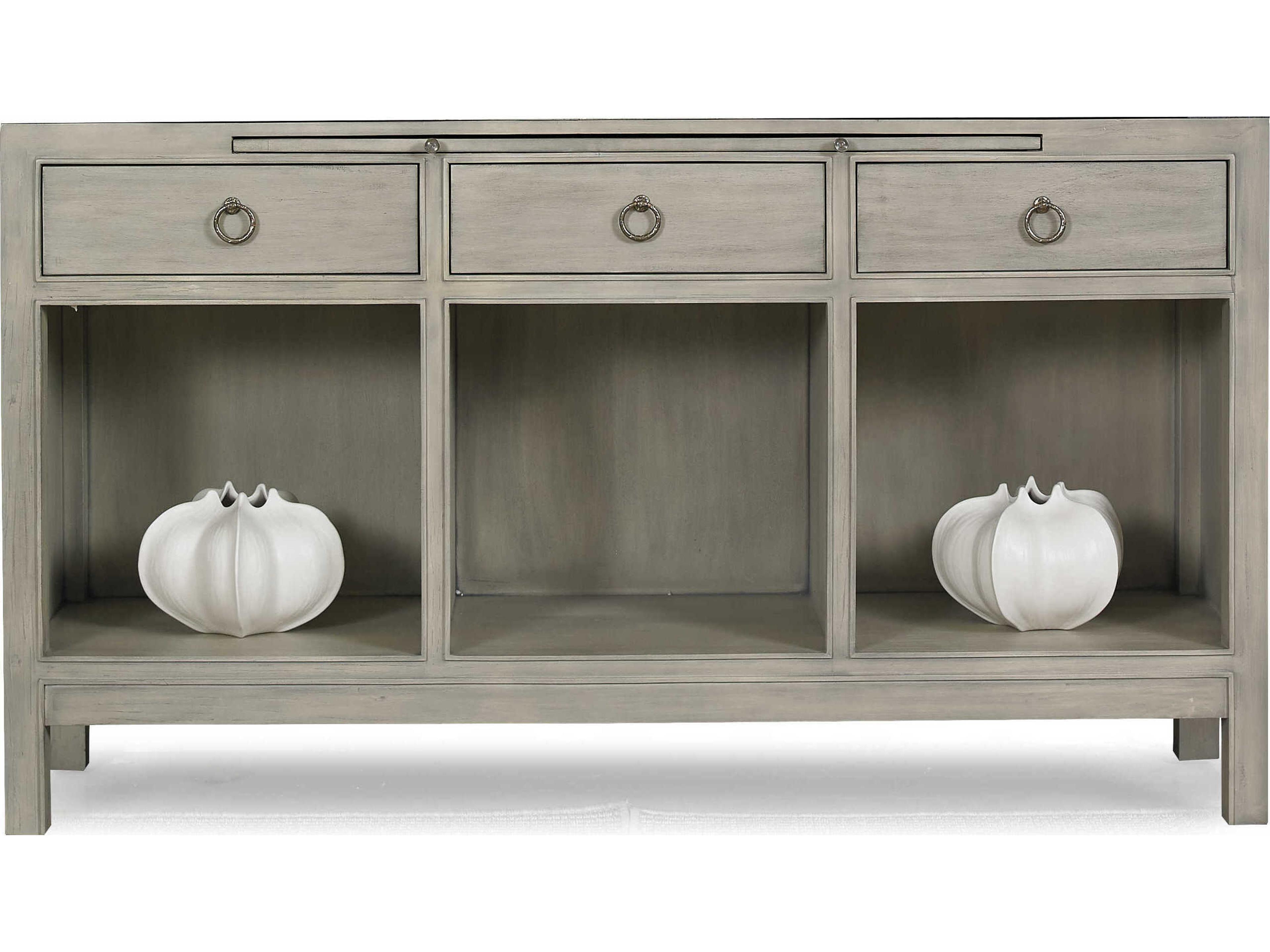 Chesterfield Rectangular Wood Grey Breeze Pewter Hardware Console Table