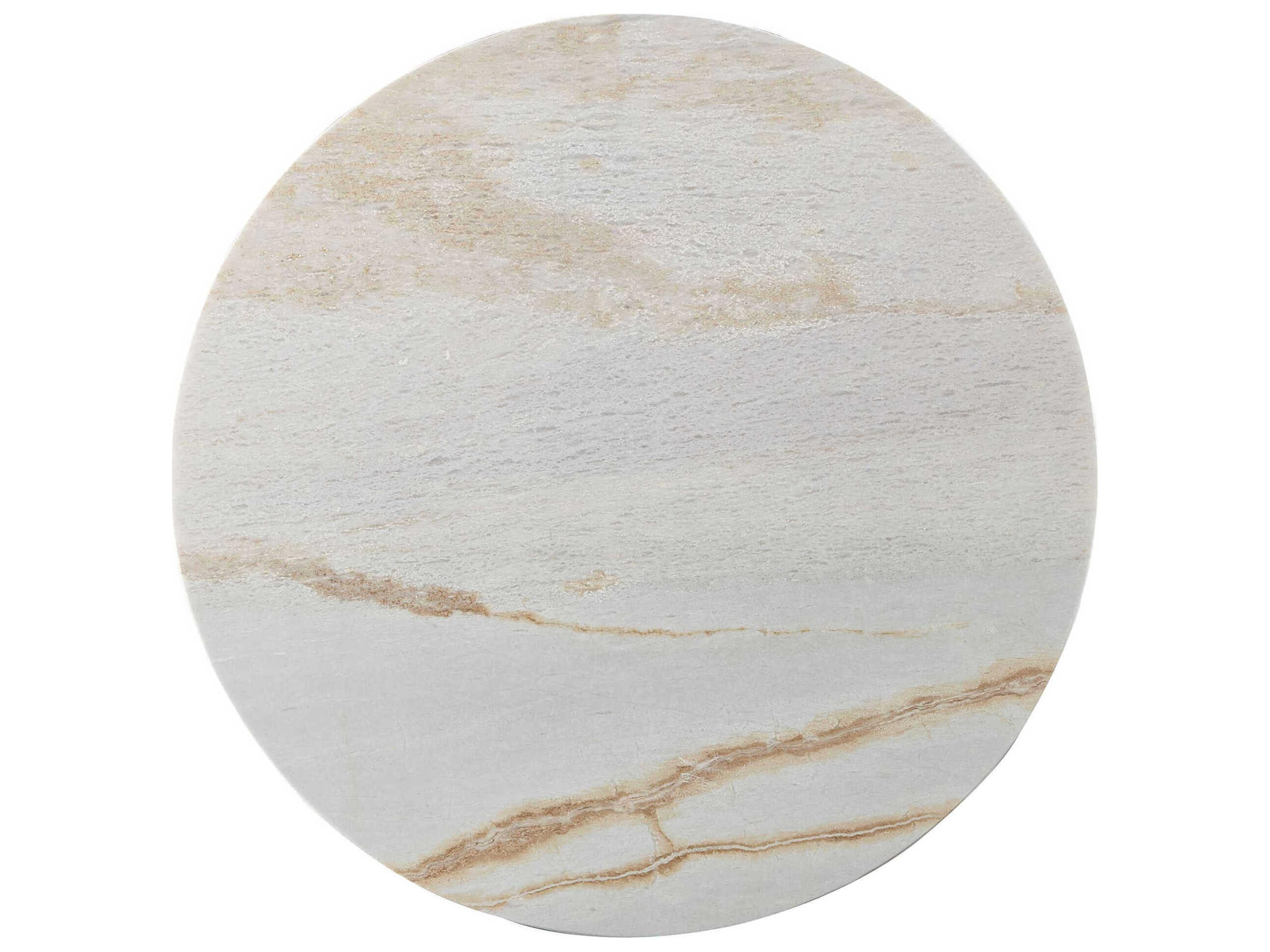 Sherrill Occasional Tramanto Round Marble Black Satin Gold Leaf End Table