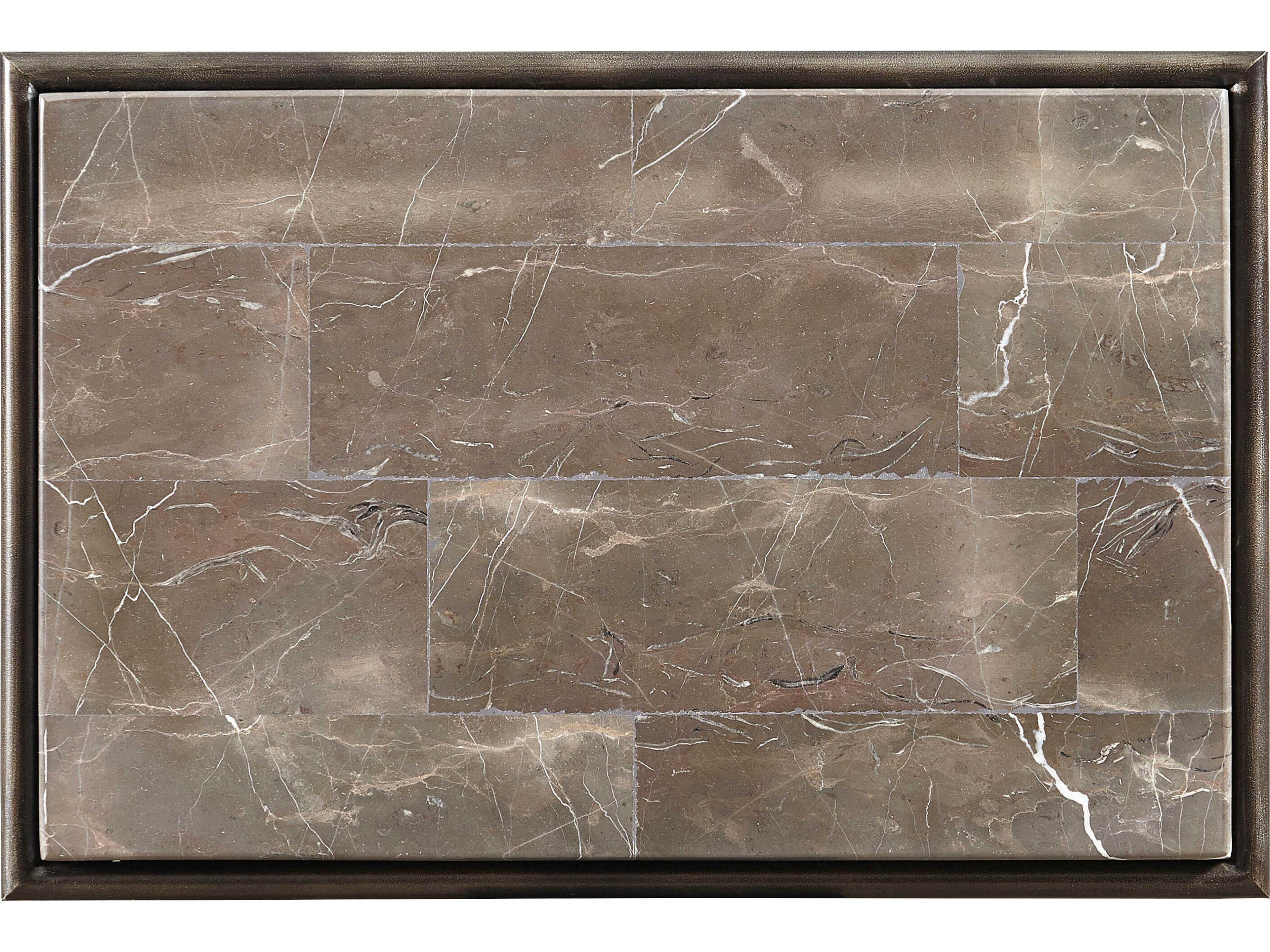 Sherrill Occasional Cullet Rectangular Marble Gunmetal Nesting Tables