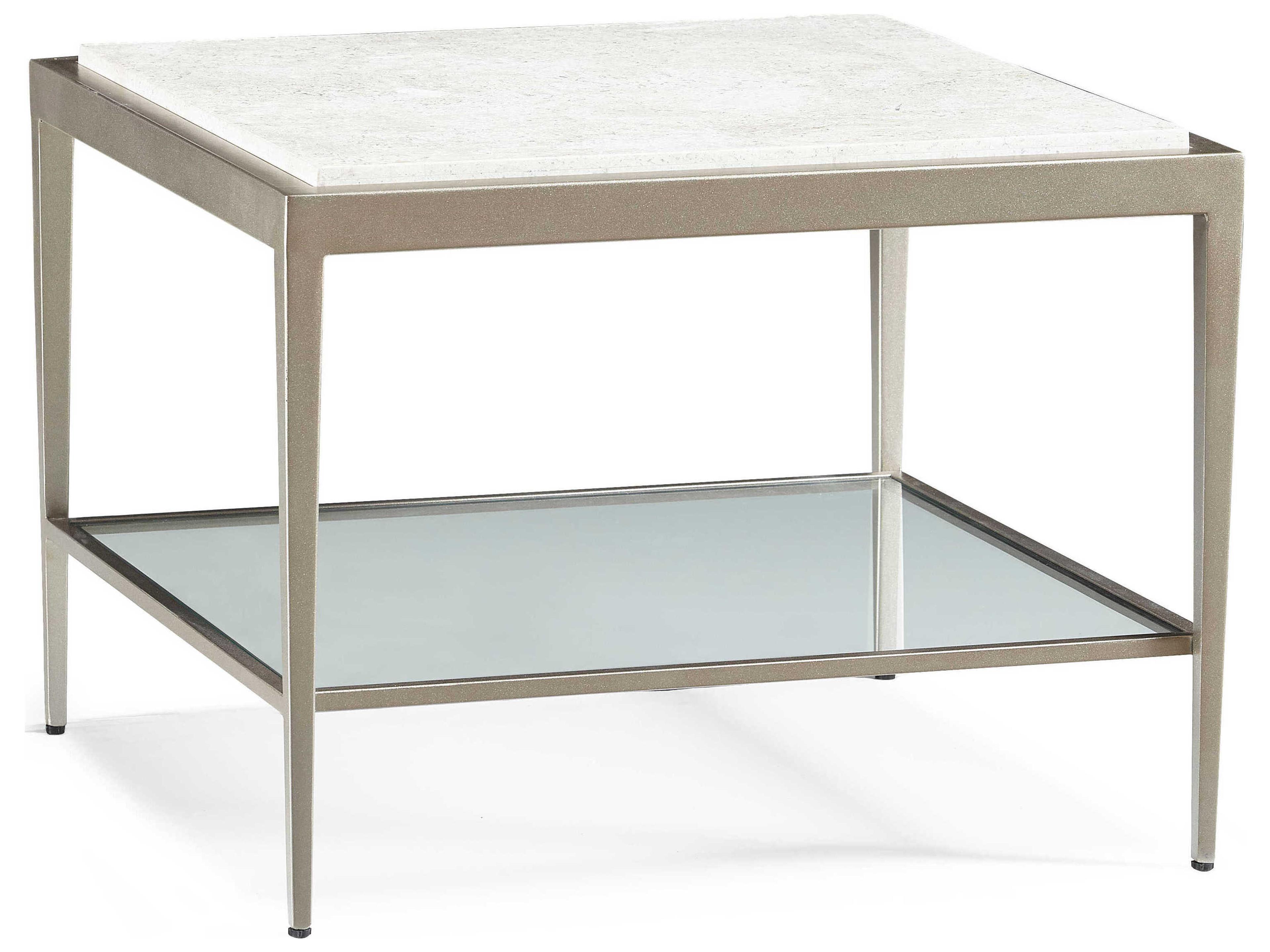 Masterpiece Amelia Square Marble Light Champagne Cocktail Table