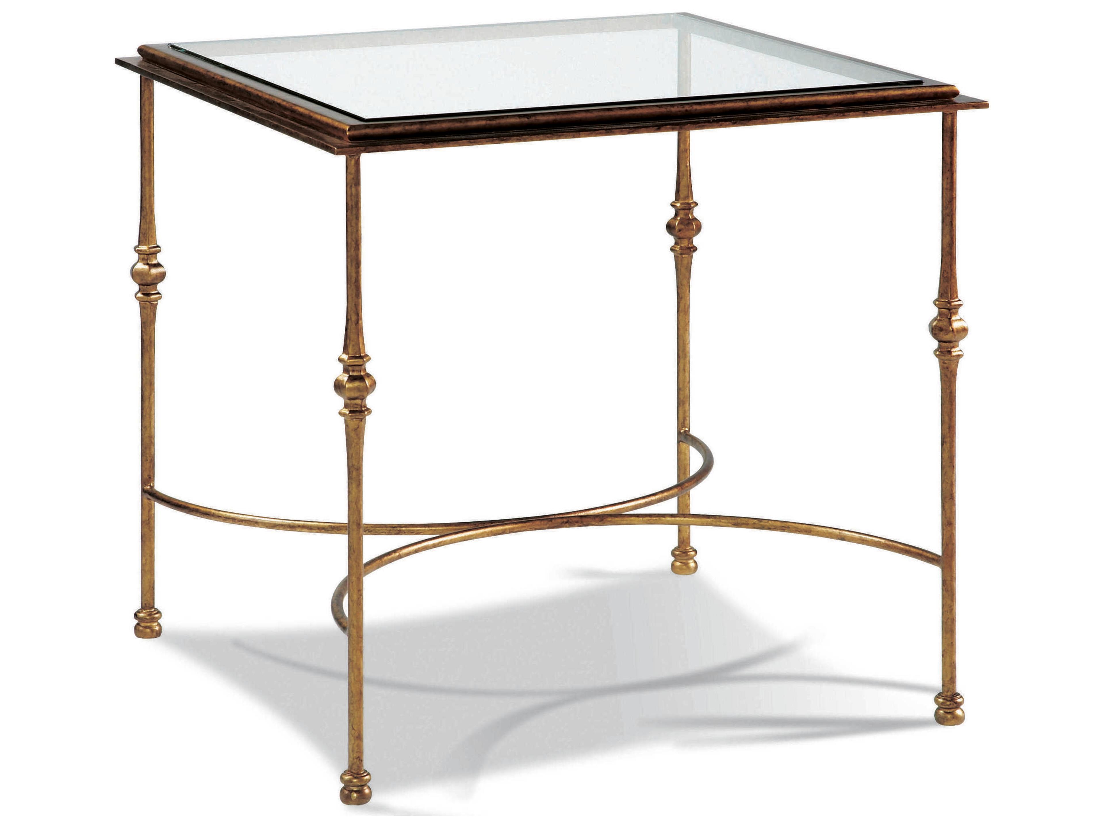 Princeton Square Glass End Table with Aged Gold Finish