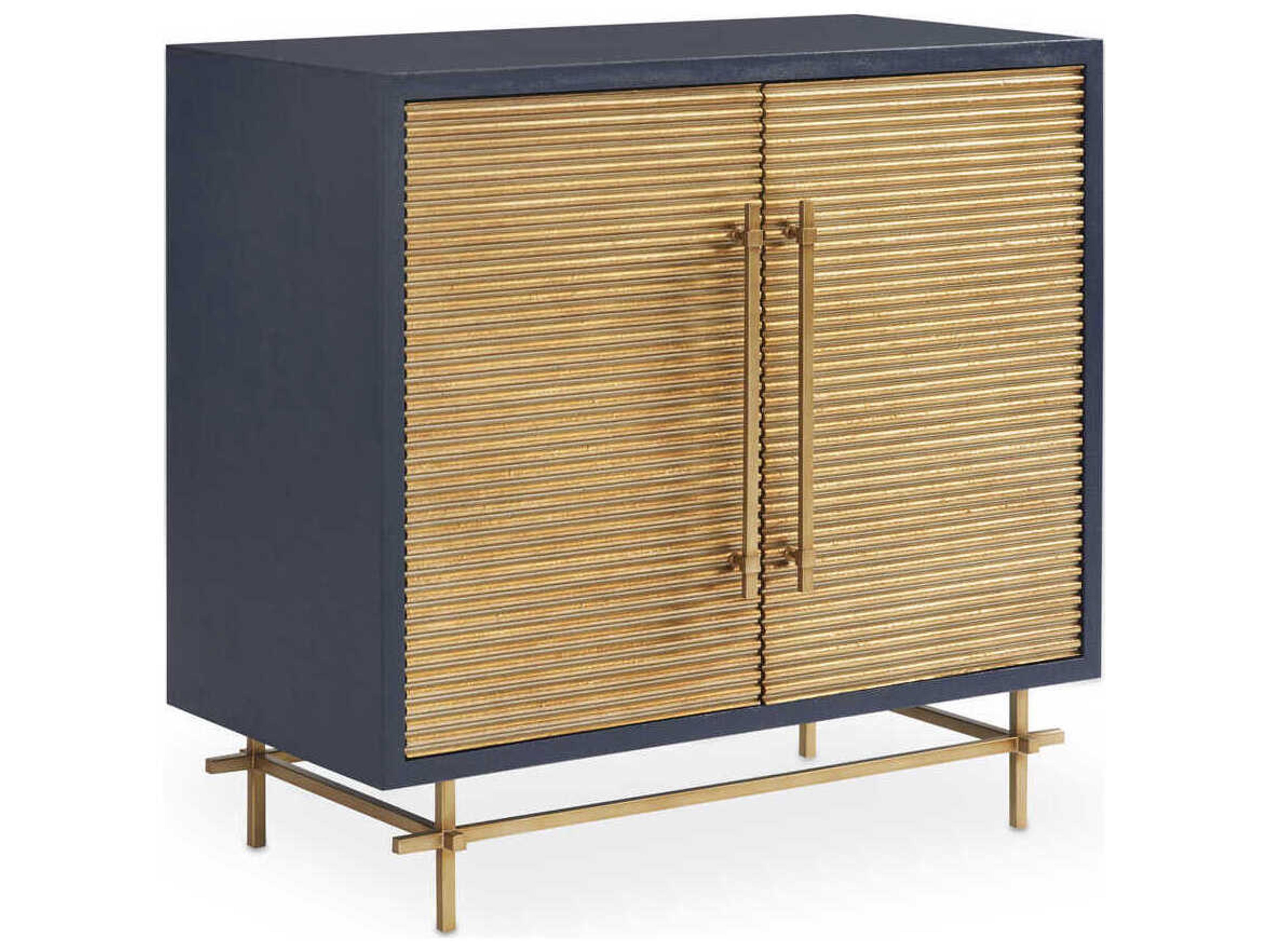Voyage Maison Haydon Linen Wrapped Case In Navy Gold Hardwood Accent Chest