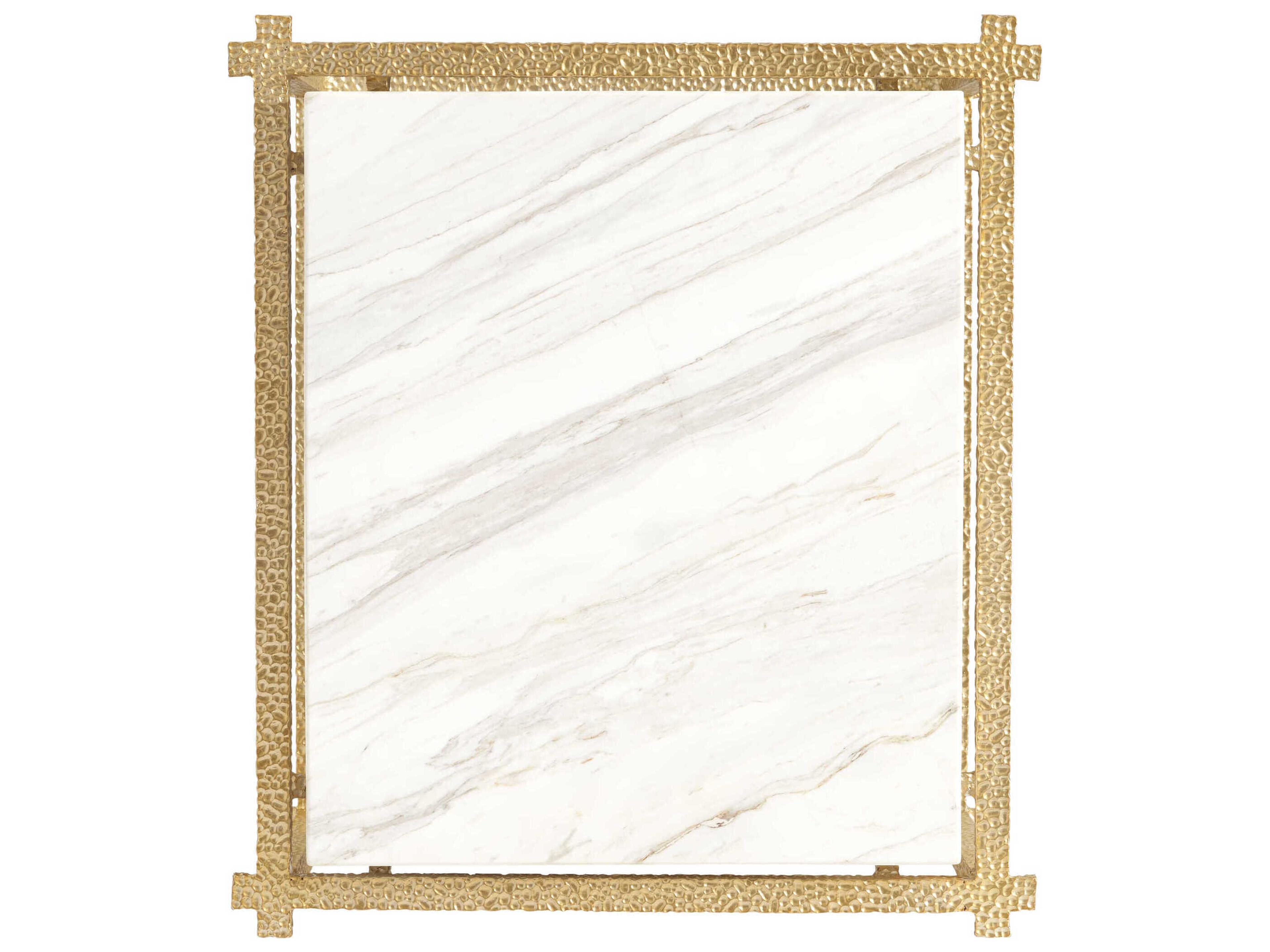 Sherrill Occasional Voyage Maison Nora Rectangular Stone Gold Frame White Top End Table