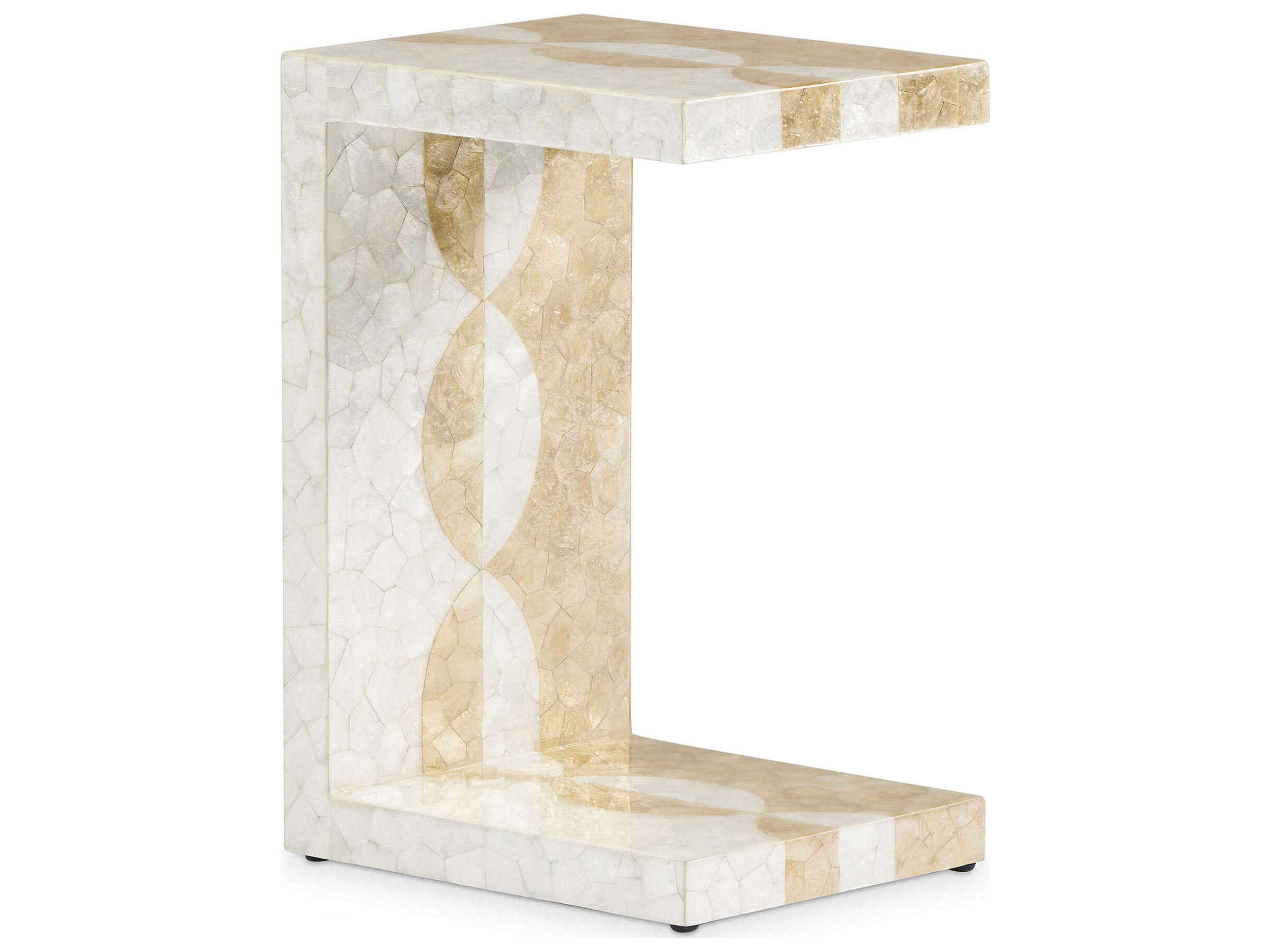 Voyage Maison Blakely Rectangular Capiz Burnt Gold White End Table