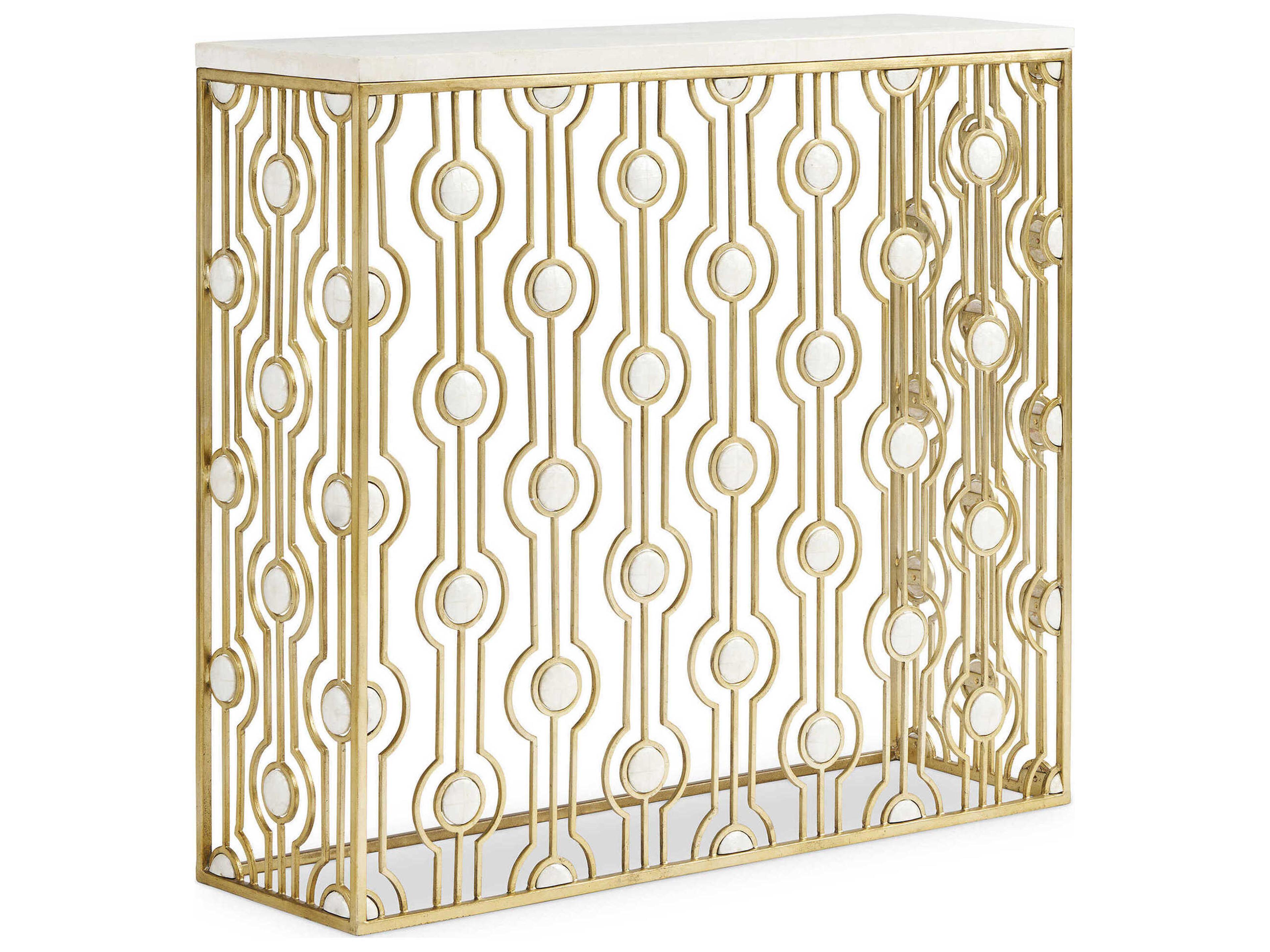 Voyage Maison Mari Rectangular Stone Champagne White Console Table