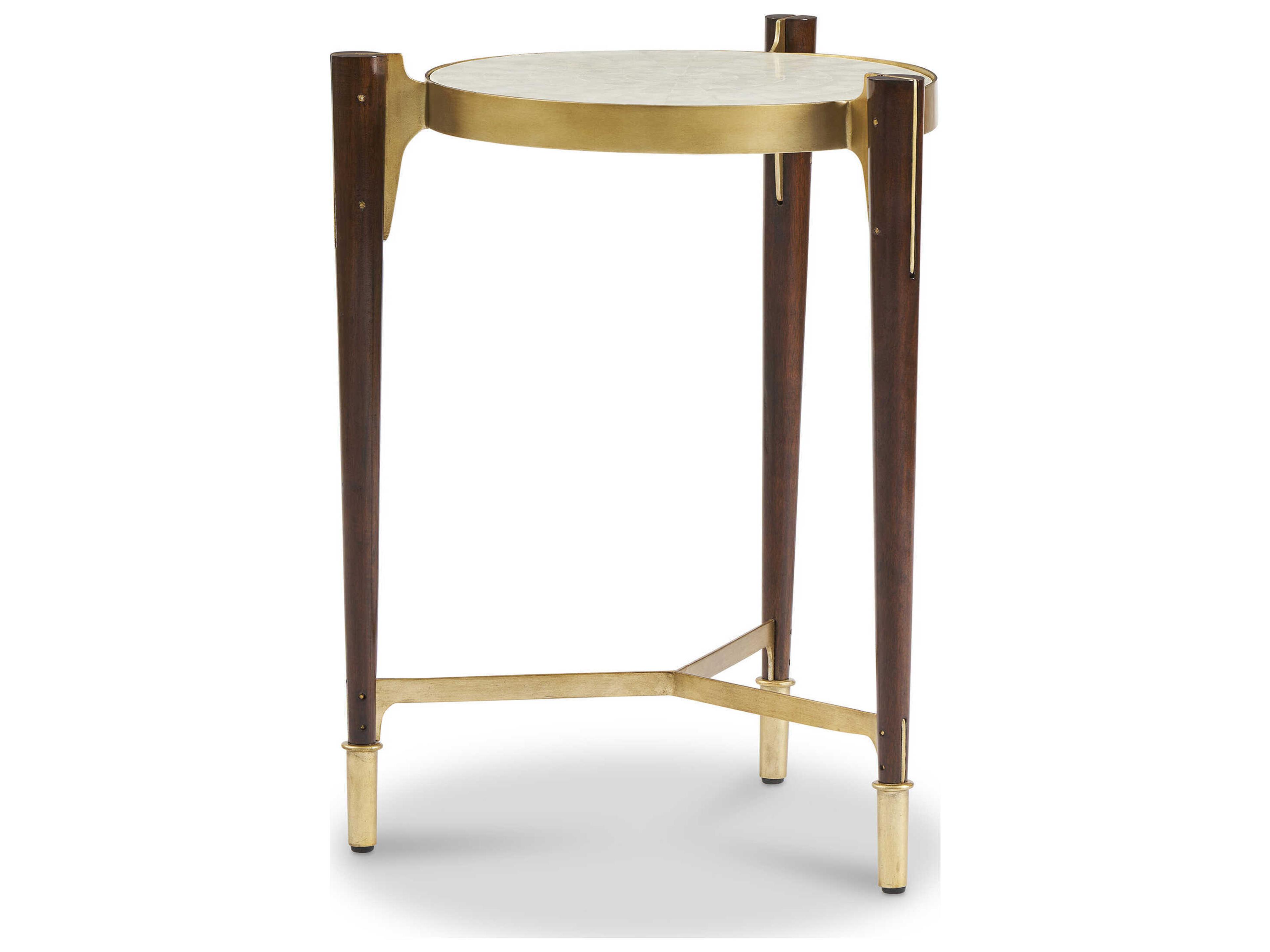 Voyage Maison Mabel Round Capiz Walnut Champagne Accent Table