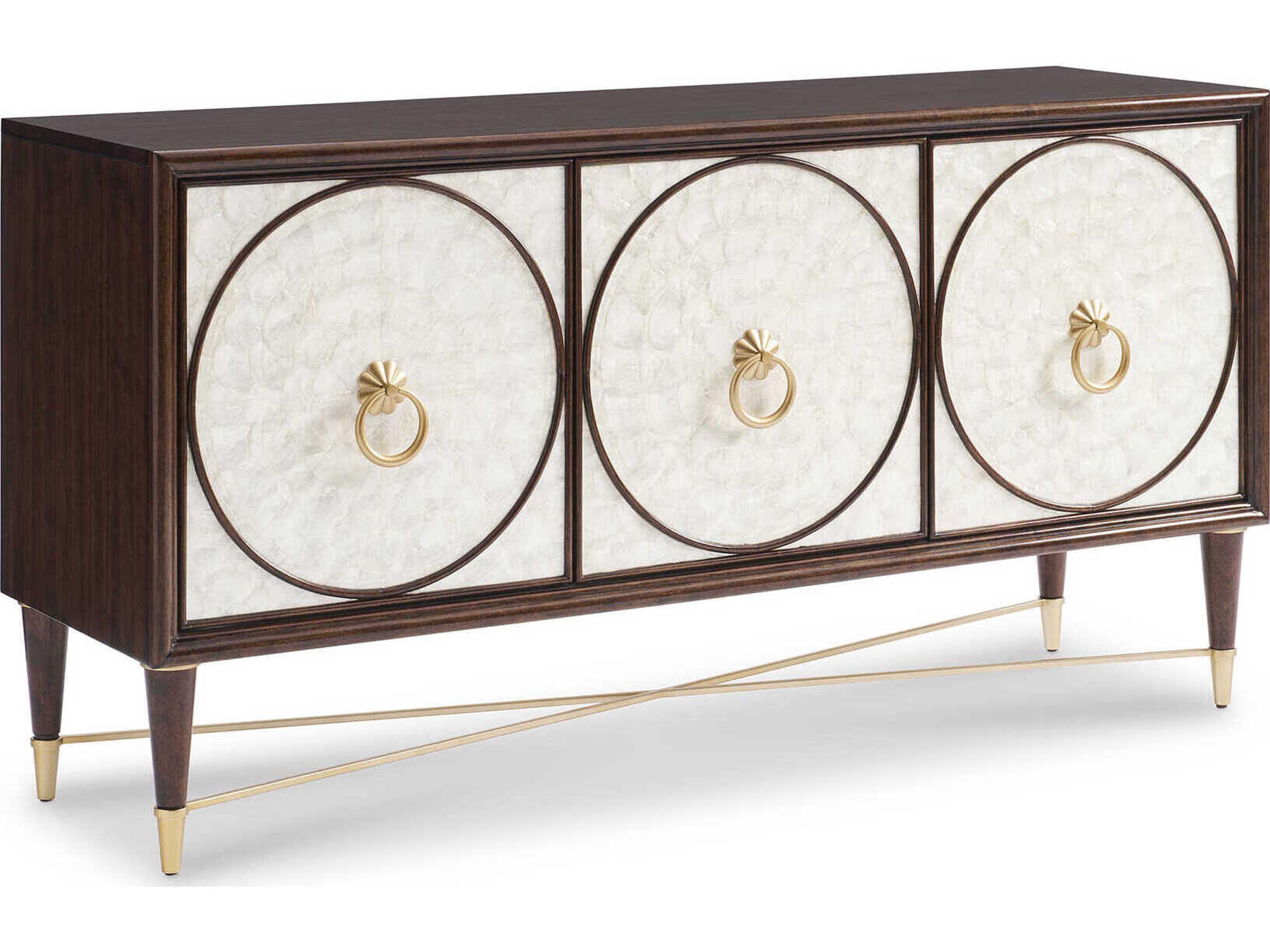 Voyage Maison Charlotte 66" Acacia Wood Walnut Aged Gold Sideboard