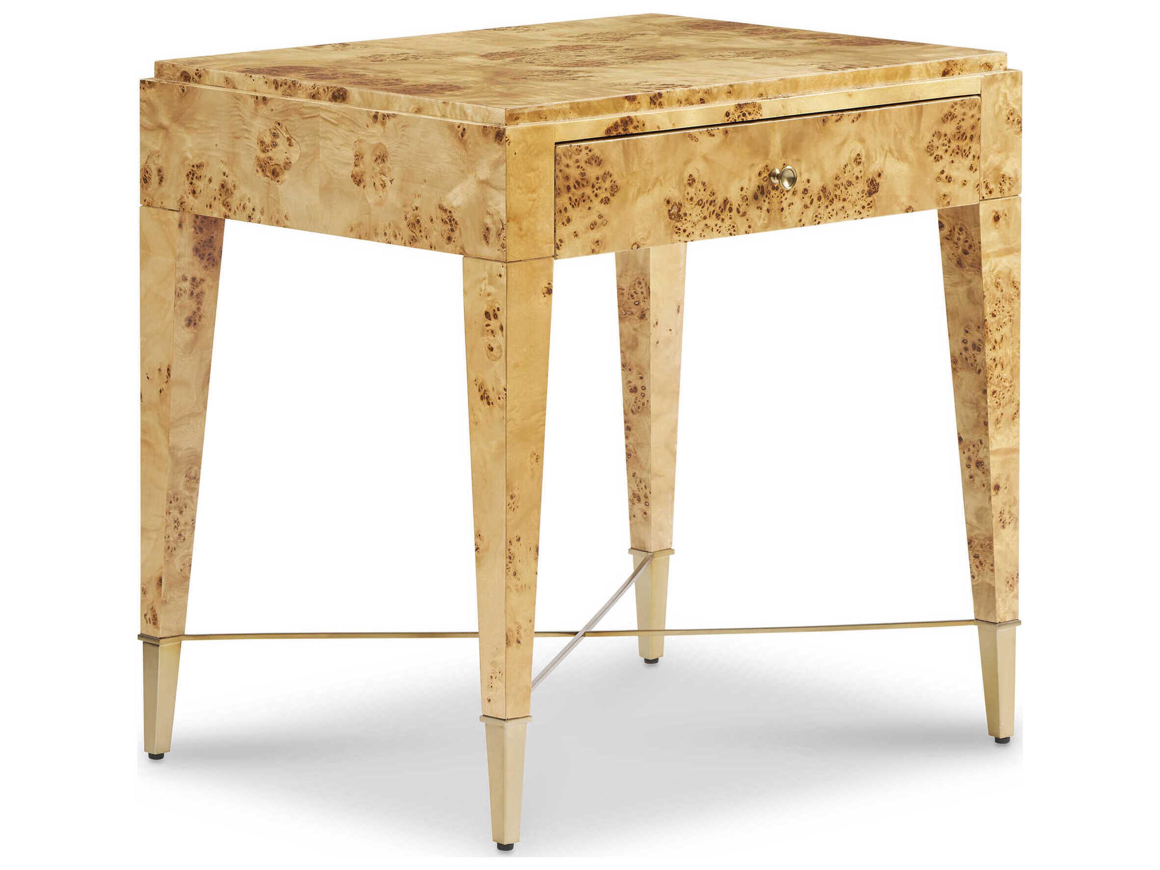 Voyage Maison Ellie Rectangular Wood Bleached Burl Aged Gold End Table