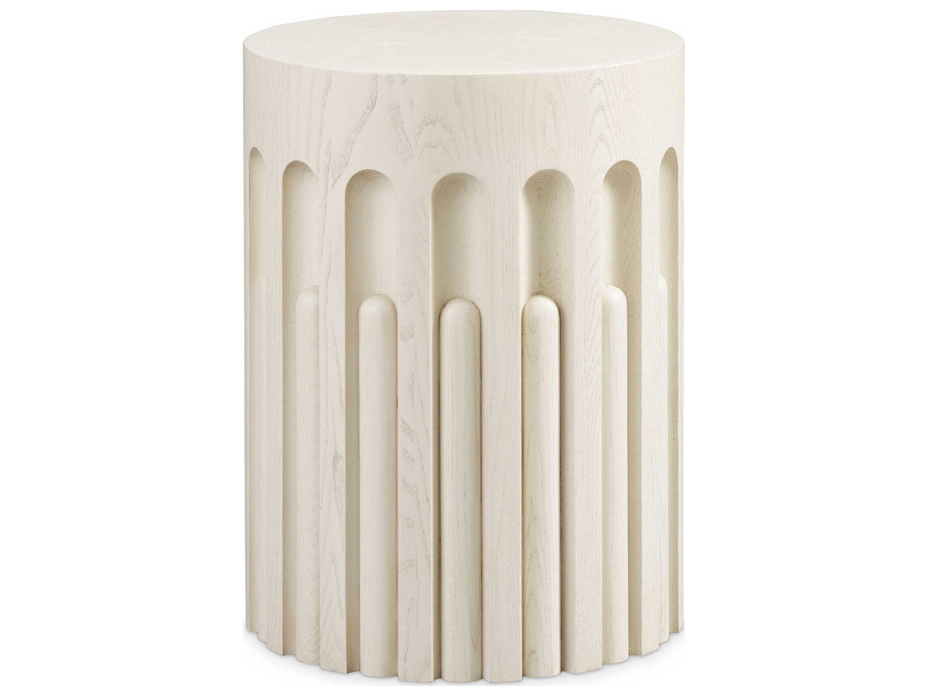 Voyage Maison Carrie Round Wood White Sand Accent Table