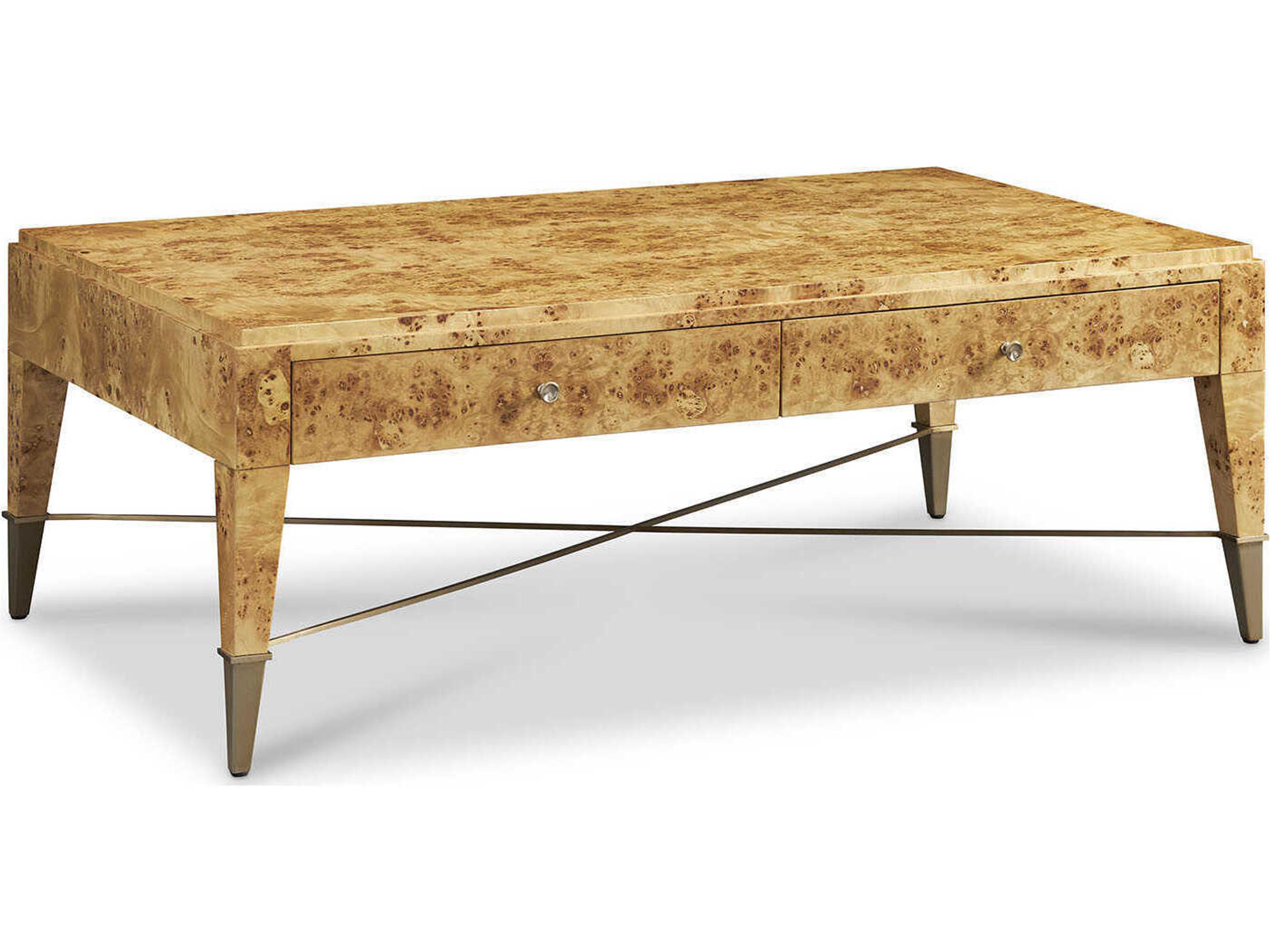 Voyage Maison Eve Rectangular Wood Bleached Burl Antique Gold Cocktail Table
