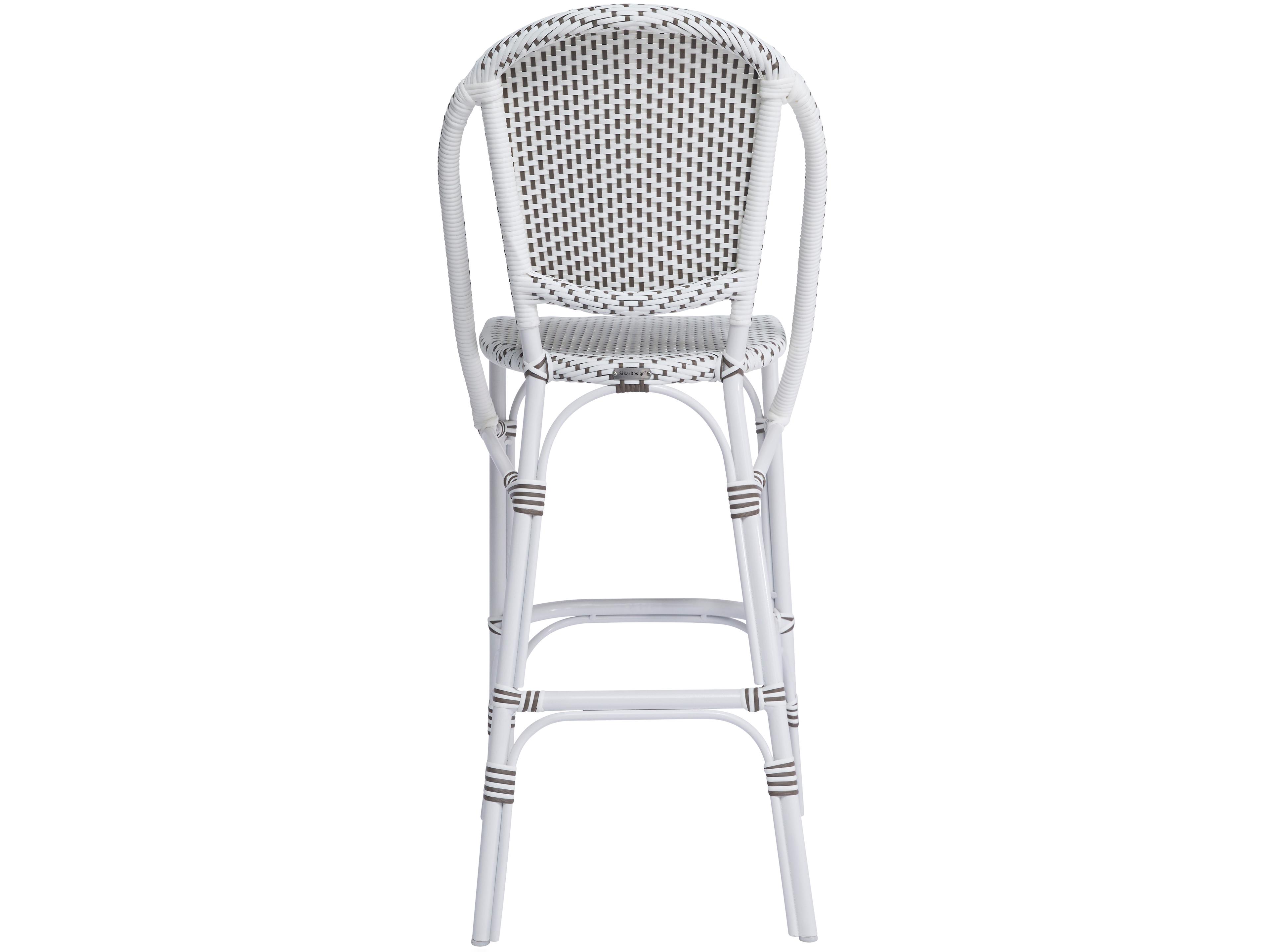 Sika Design Alu Affaire Aluminum White Sofie Stackable Patio Bar Stool in White/Cappuccino Dots