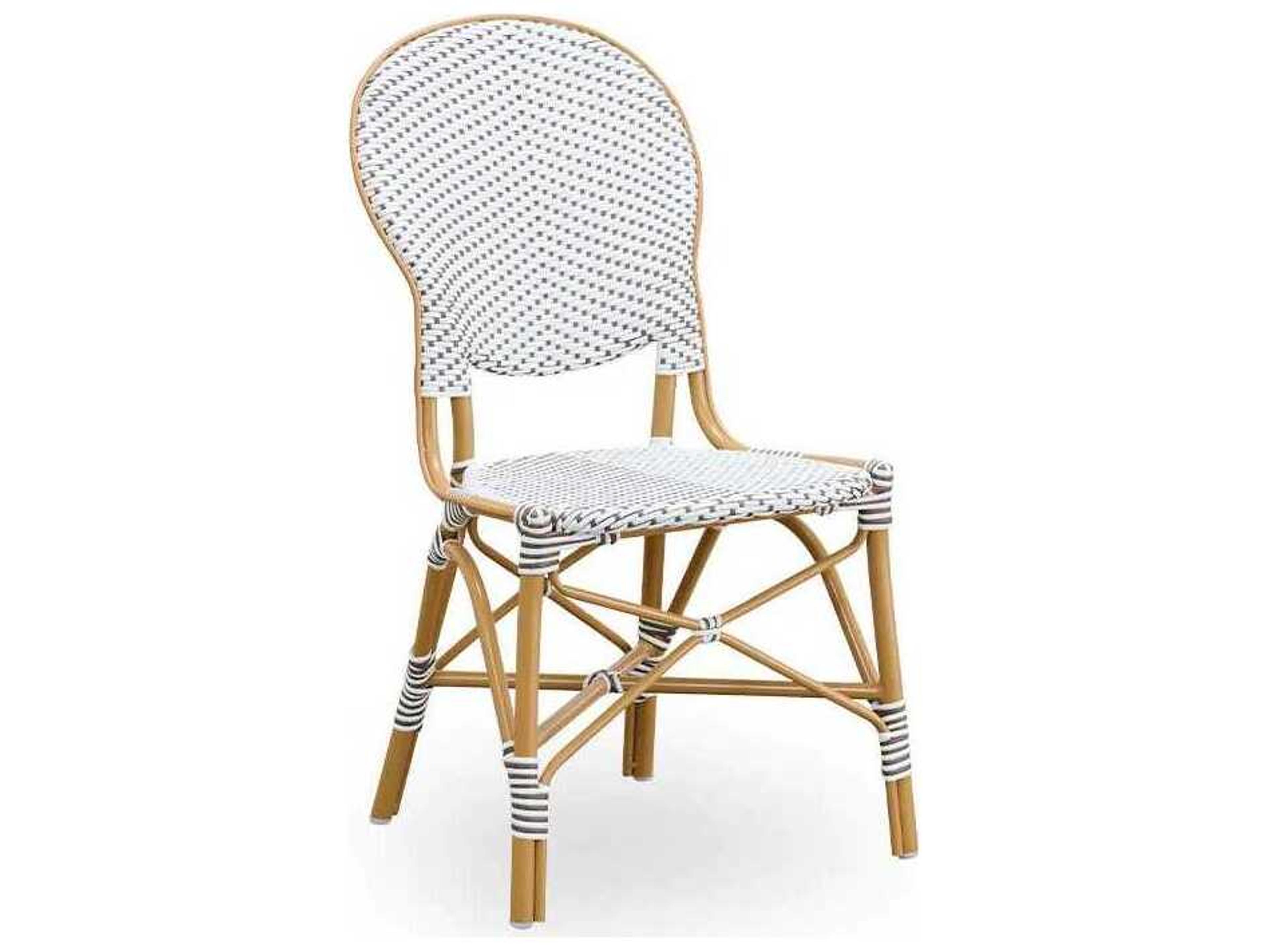 Alu Affaire Aluminum Natural White with Cappuccino dot Almond Isabell Patio Dining Side Chair