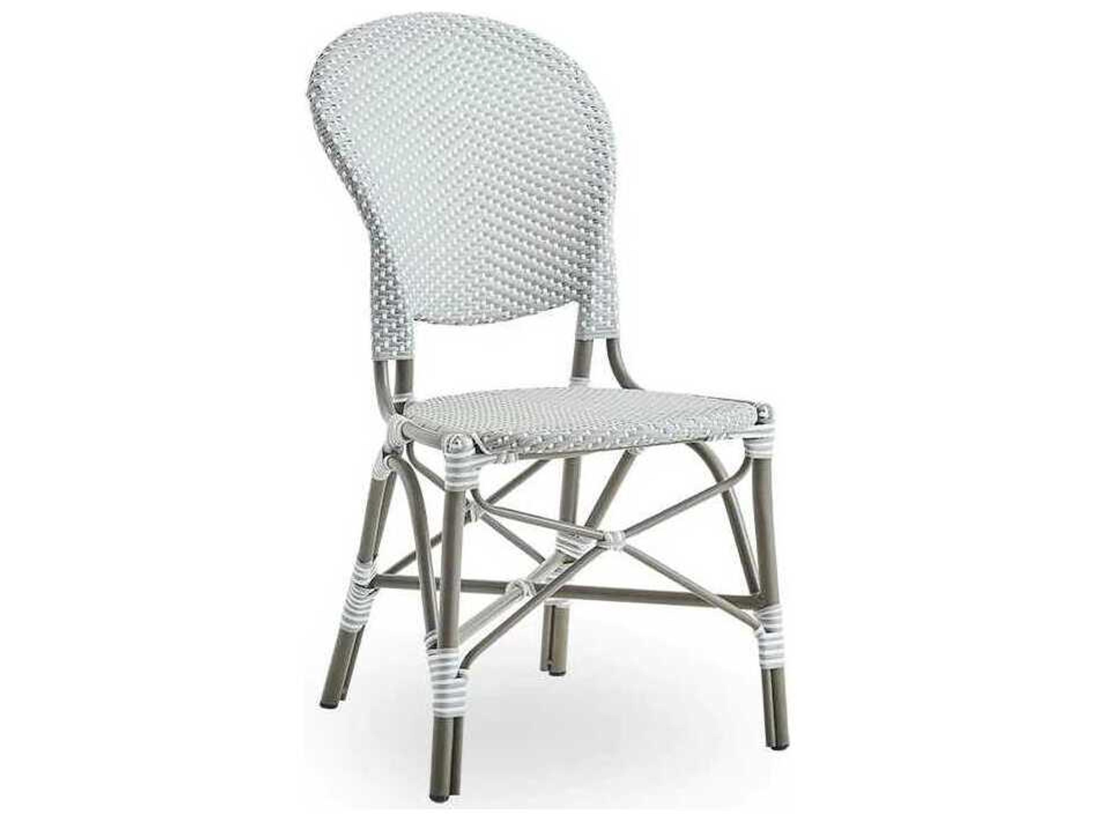 Sika Design Alu Affaire Aluminum Natural White with Cappuccino dot Almond Isabell Patio Dining Side Chair