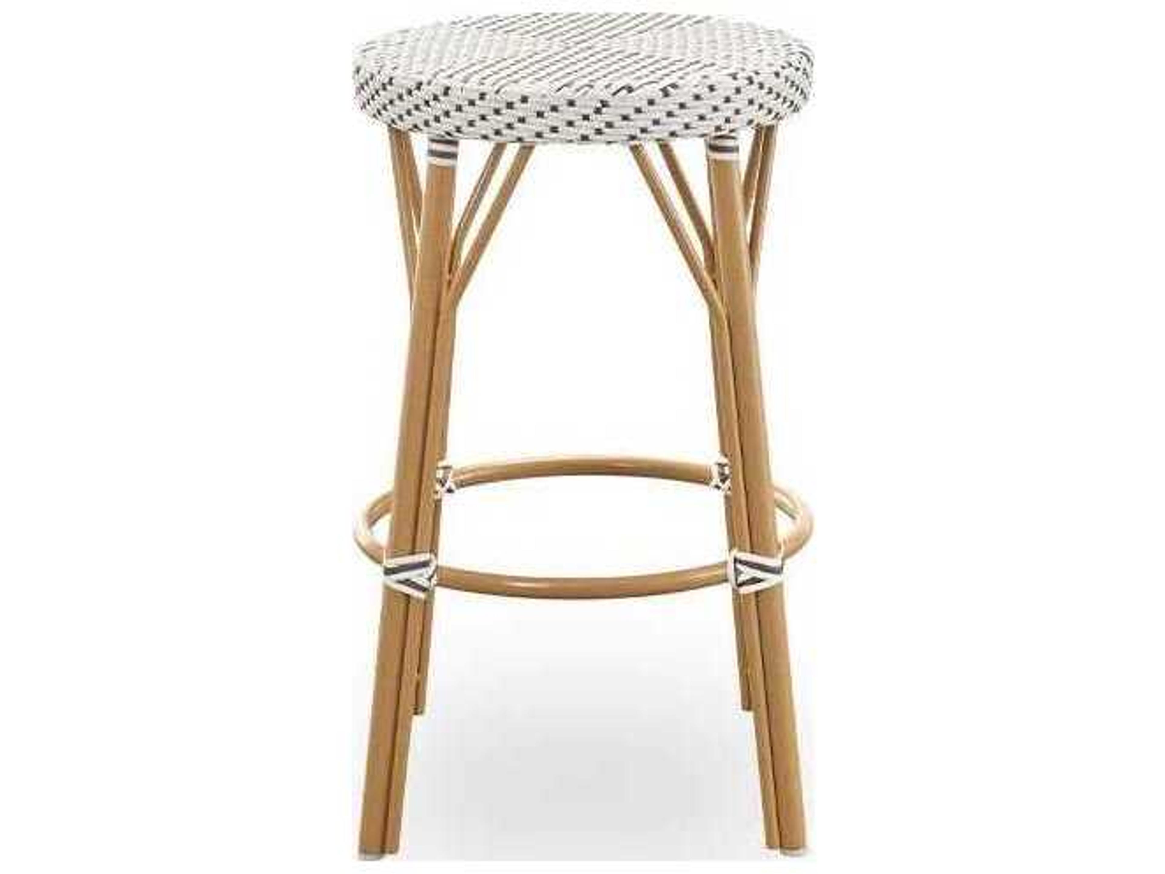 Sika Design Alu Affaire Aluminum Rattan Natural White with Cappuccino dot Almond Outdoor Counter Stool