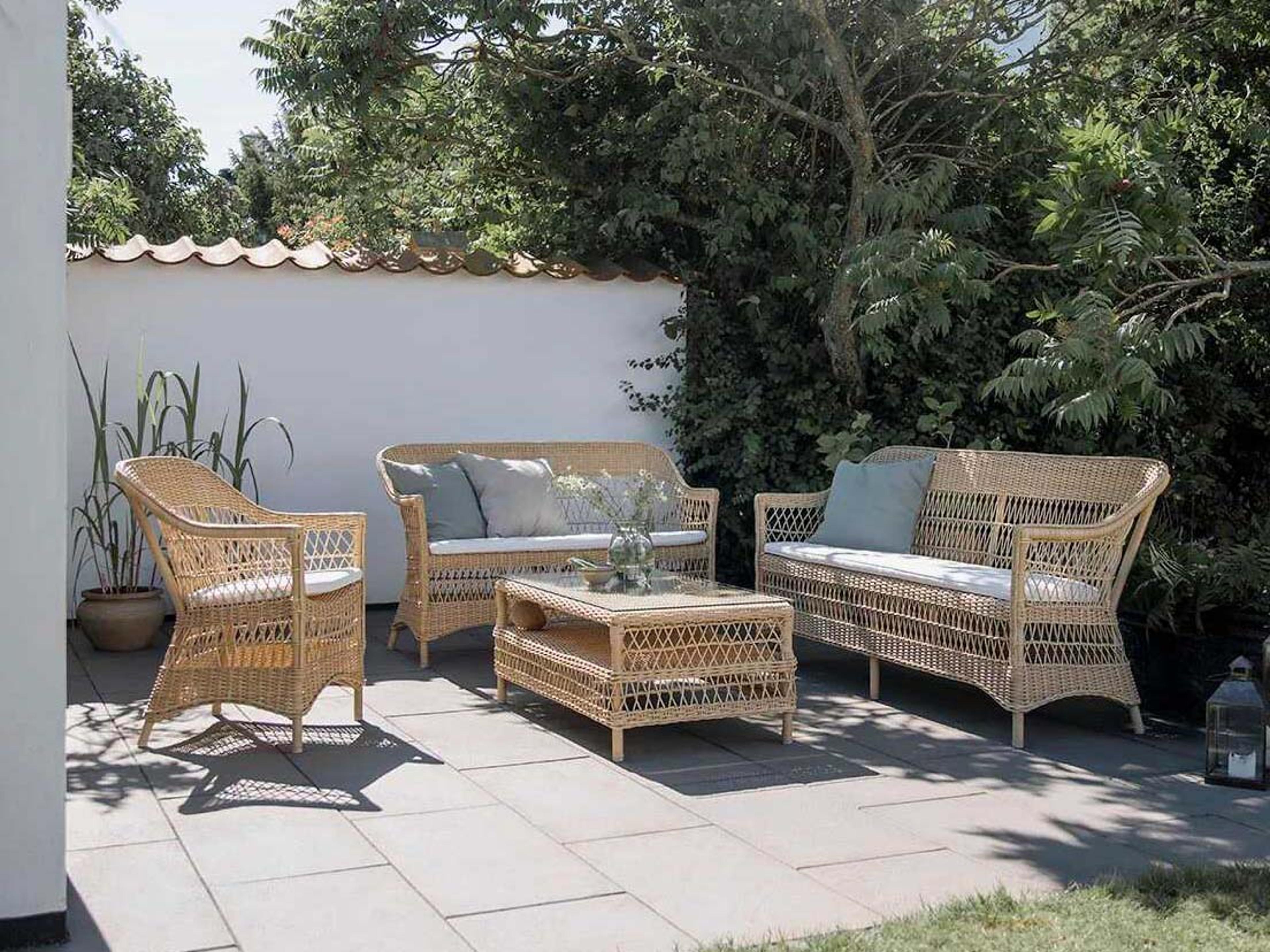 Sika Design Georgia Garden Aluminum Rattan Natural Charlot Outdoor Patio Dining Arm Chair