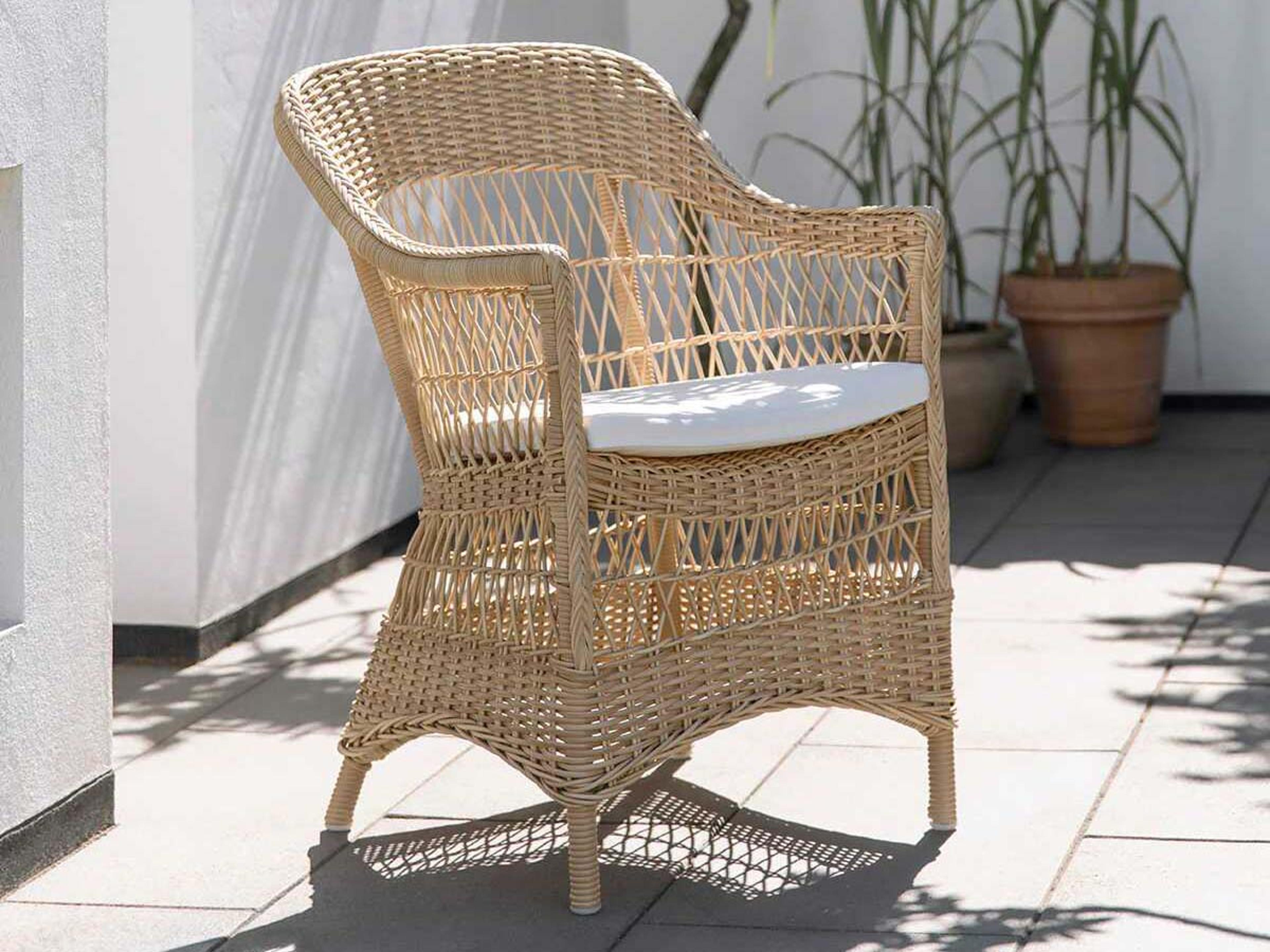 Sika Design Georgia Garden Aluminum Rattan Natural Charlot Outdoor Patio Dining Arm Chair