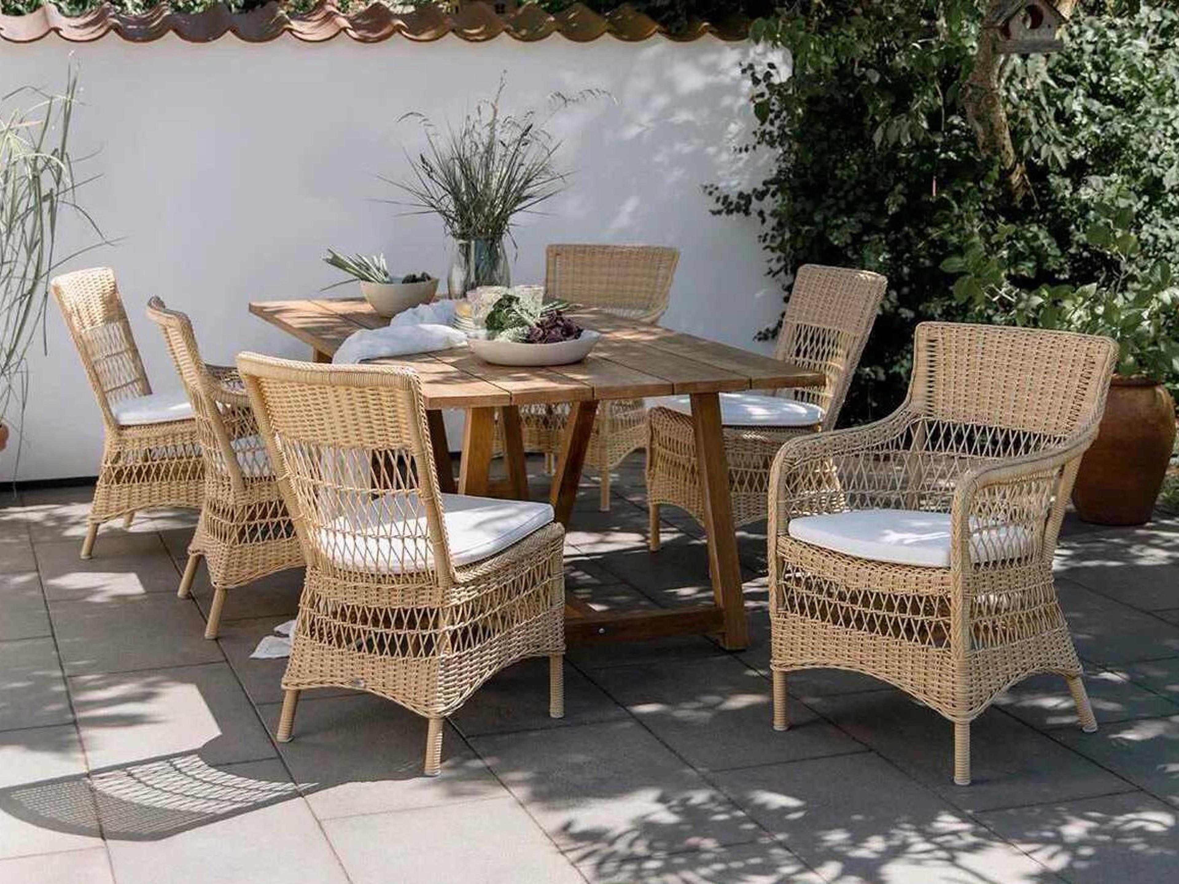 Sika Design Georgia Garden Aluminum Rattan Natural Marie Outdoor Patio Dining Side Chair
