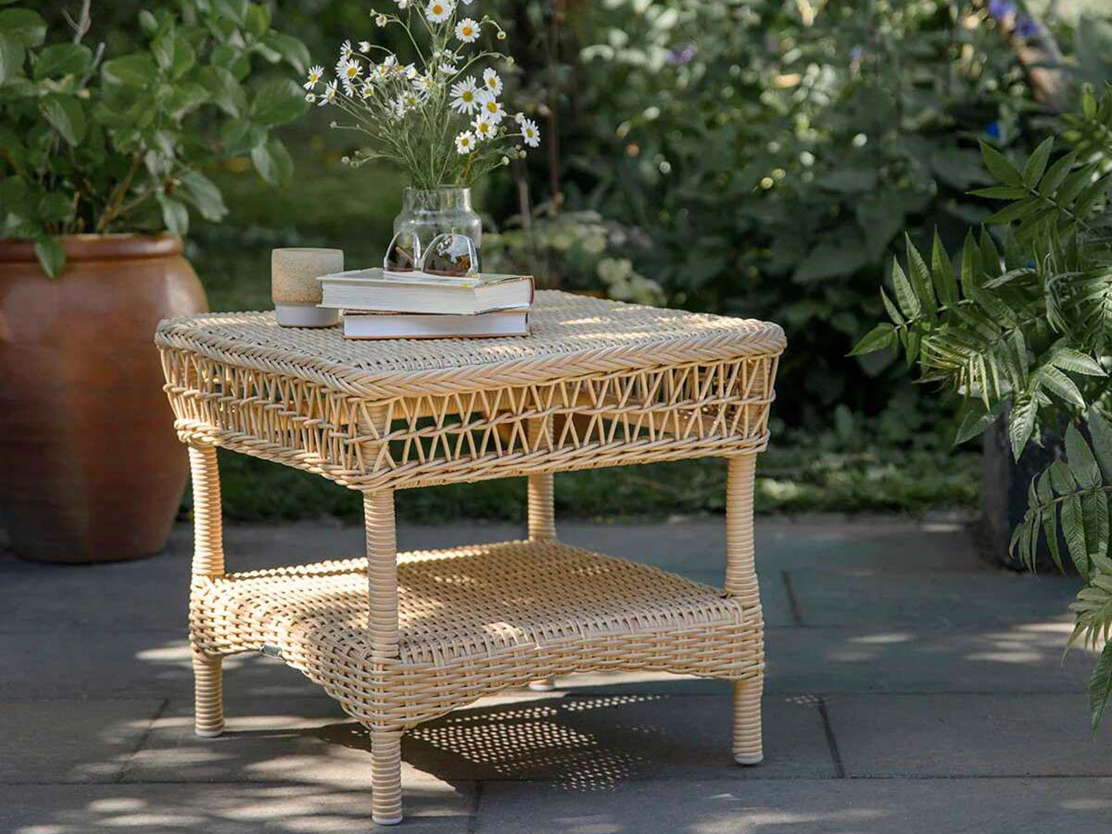 Sika Design Georgia Garden Aluminum Rattan Natural Sussy Square Outdoor Patio End Table