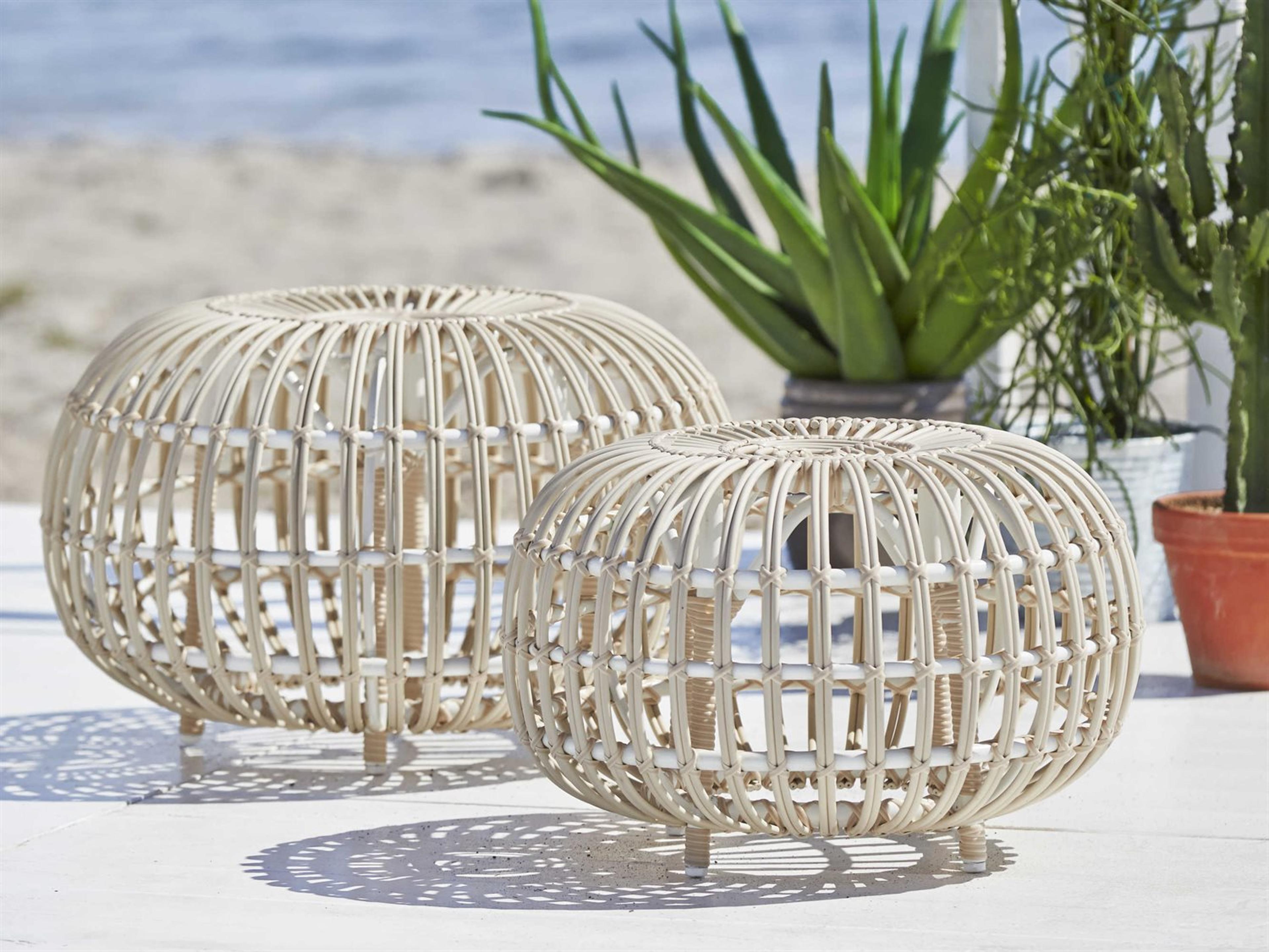 Sika Design Exterior Aluminum Dove White Franco Albini Outdoor Patio Ottoman Set