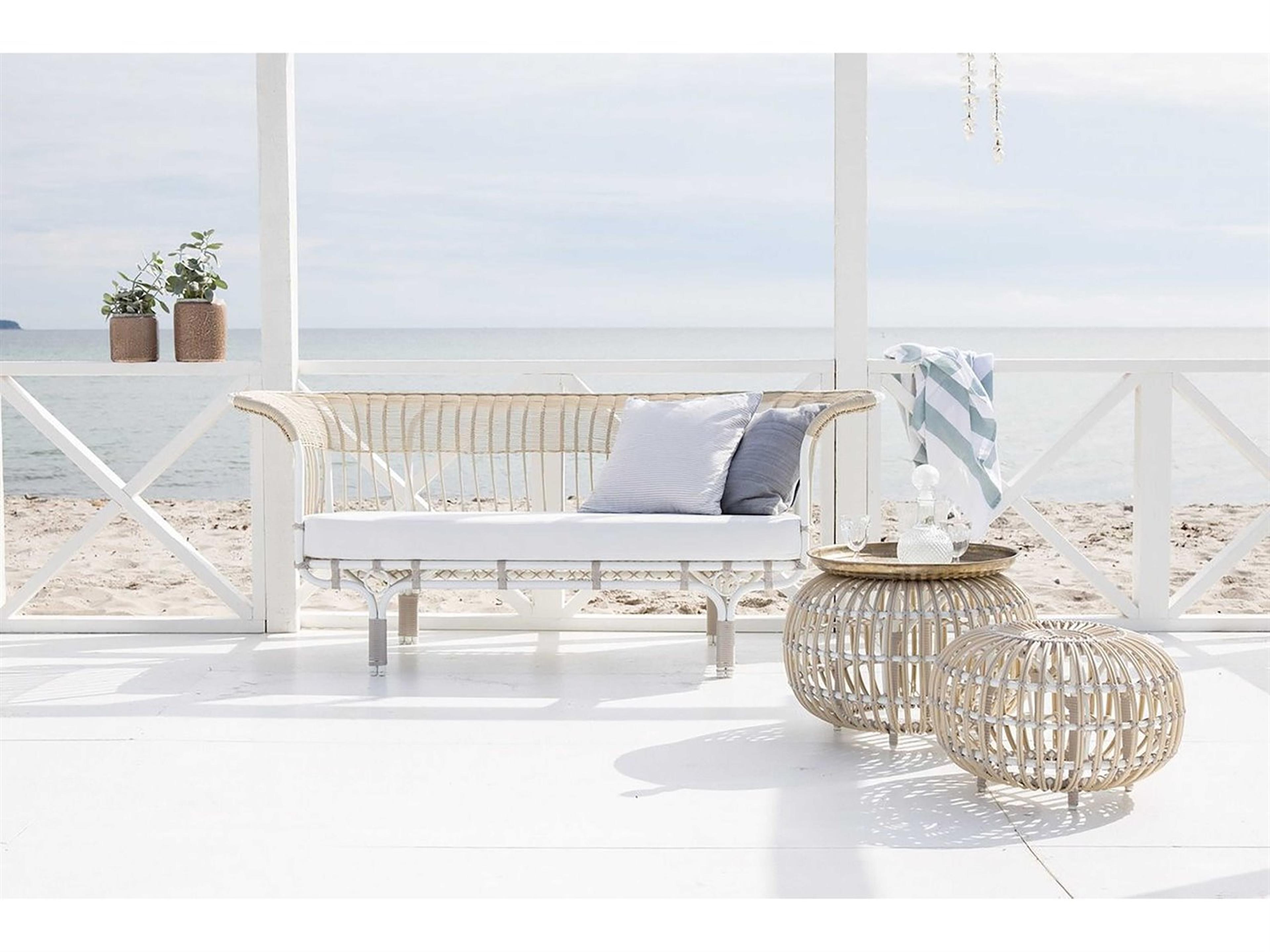 Sika Design Exterior Aluminum Dove White Franco Albini 25'' Large Outdoor Patio Ottoman