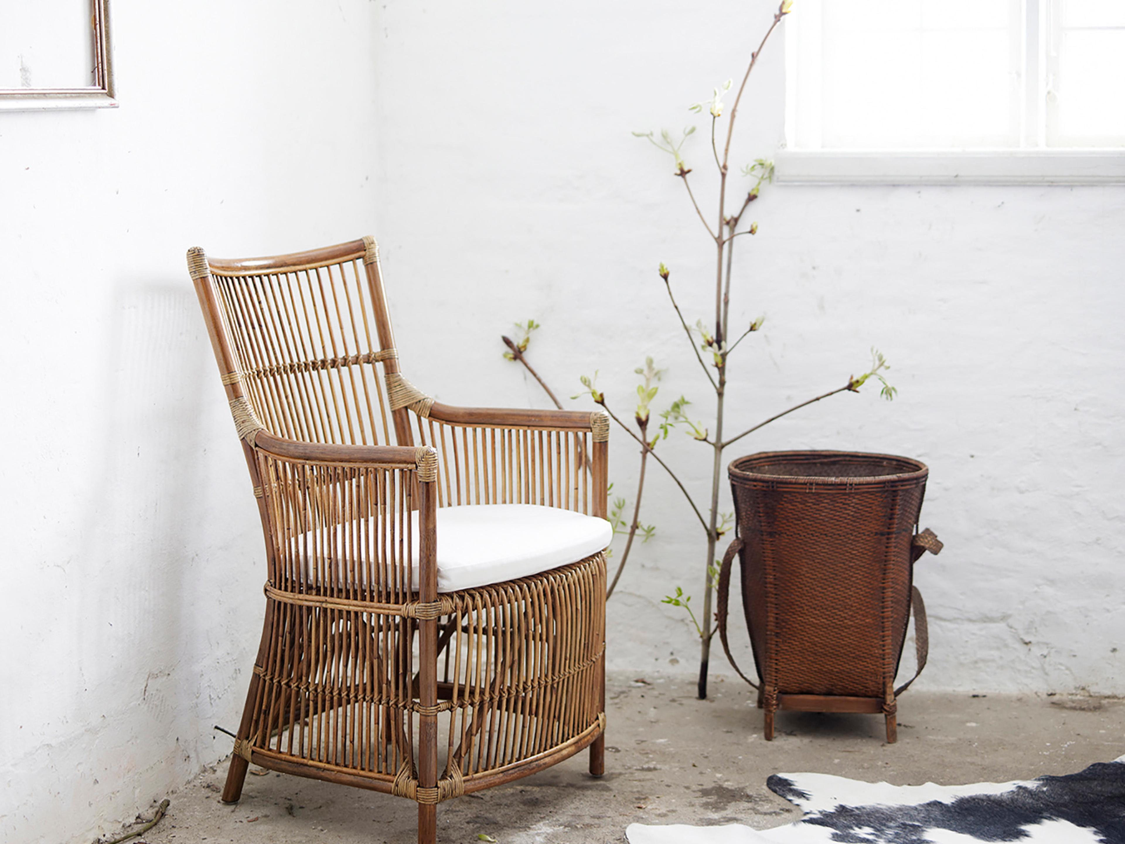 Sika Design Originals Antique Wicker Cushion Dining Chair in Youtoo Dark Grey