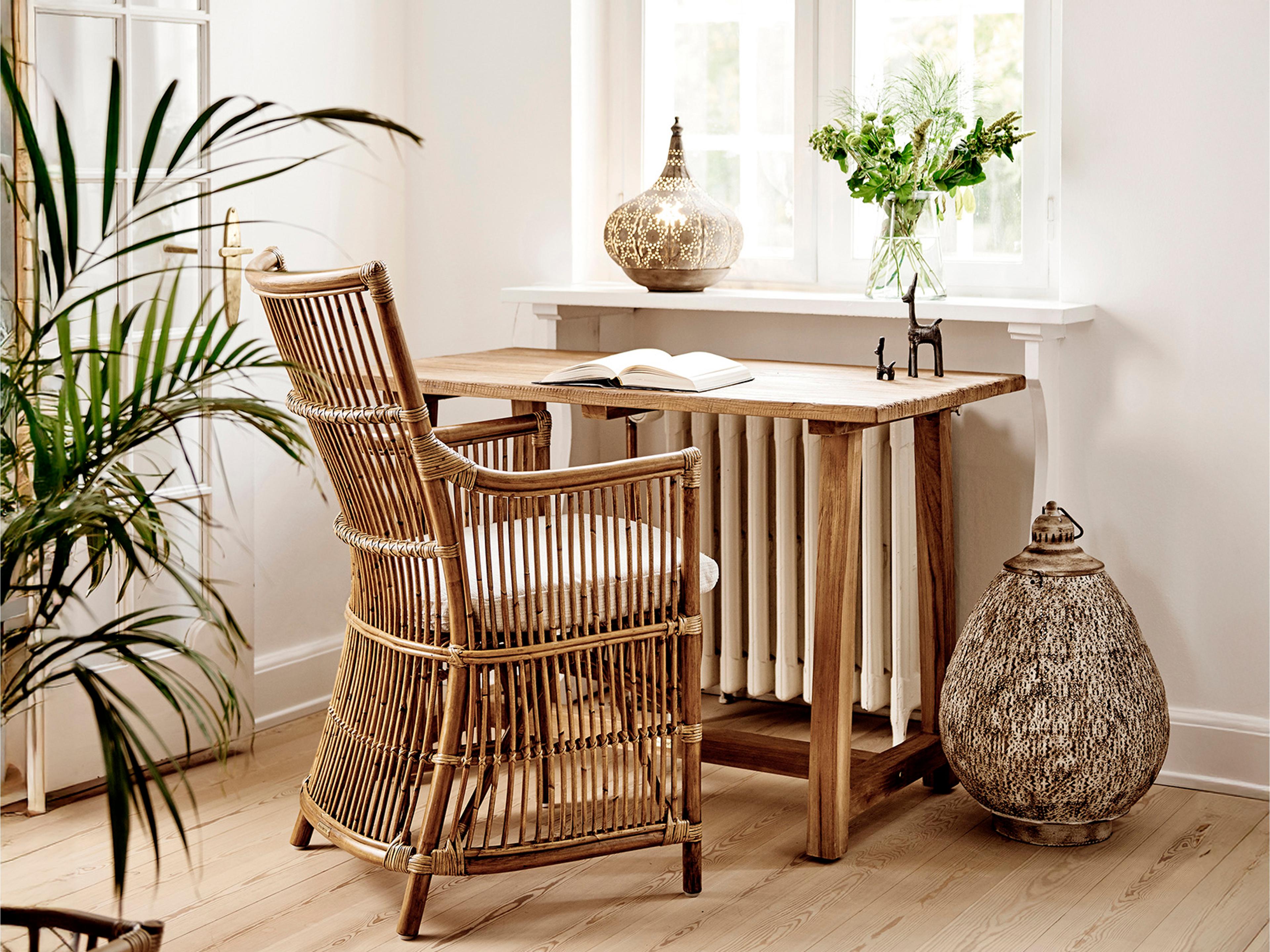 Sika Design Originals Antique Wicker Cushion Dining Chair in Youtoo Dark Grey