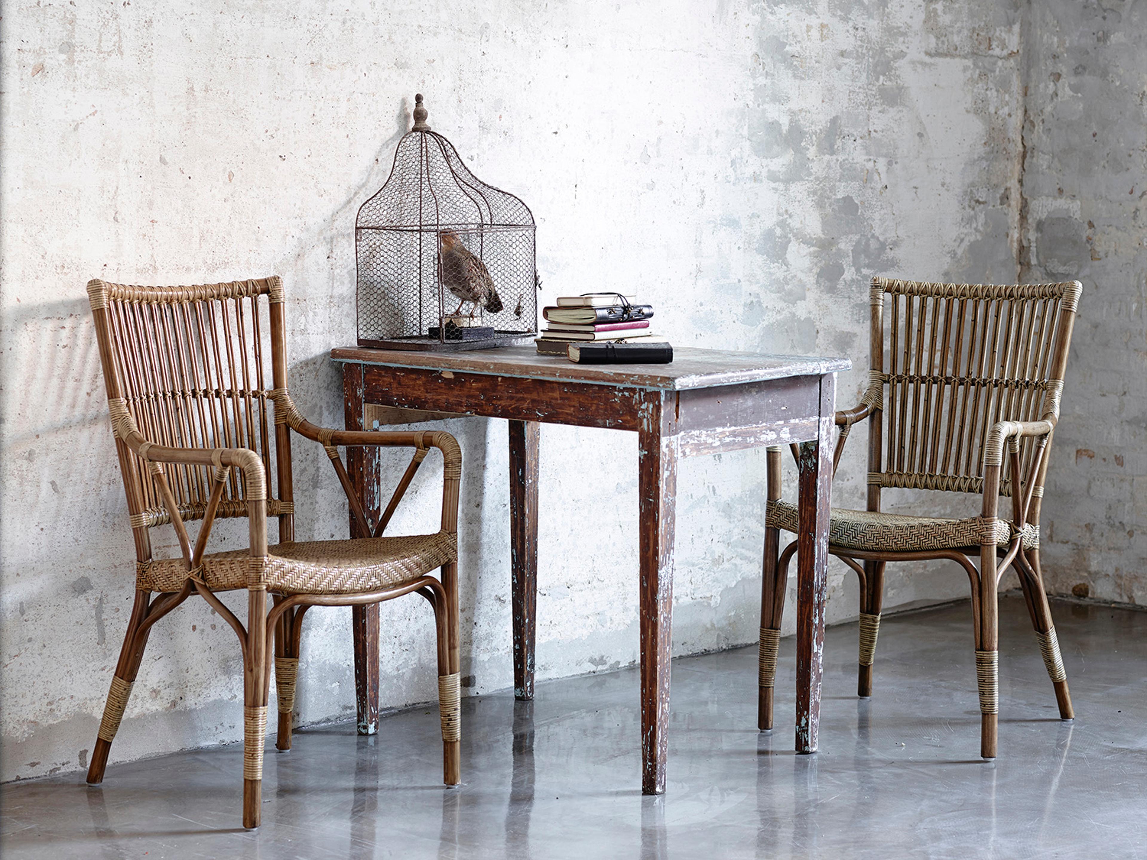 Sika Design Originals Antique Wicker Cushion Dining Chair in Youtoo Dark Grey