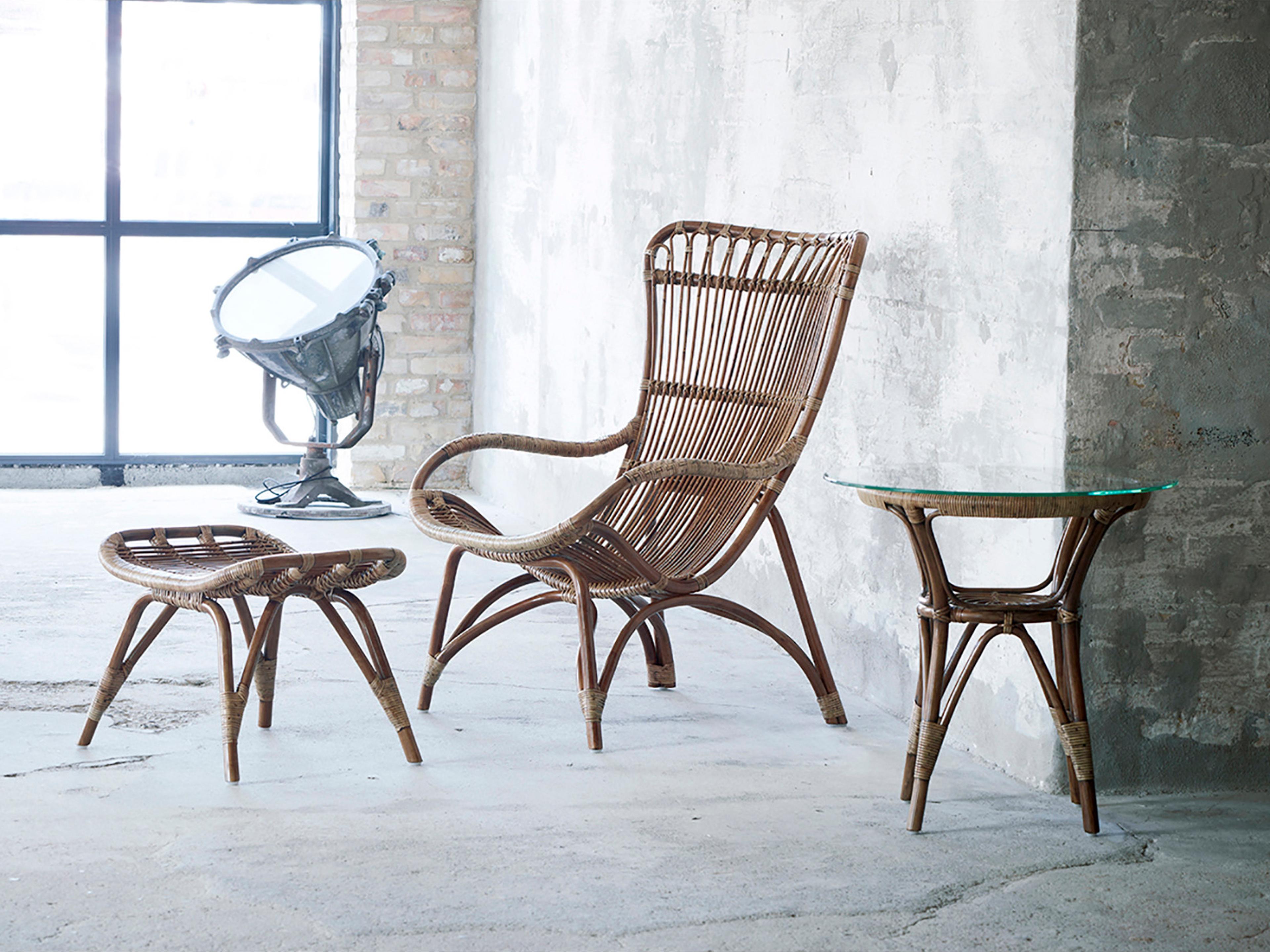 Sika Design Originals Antique Wicker Cushion Lounge Chair in Youtoo Dark Grey