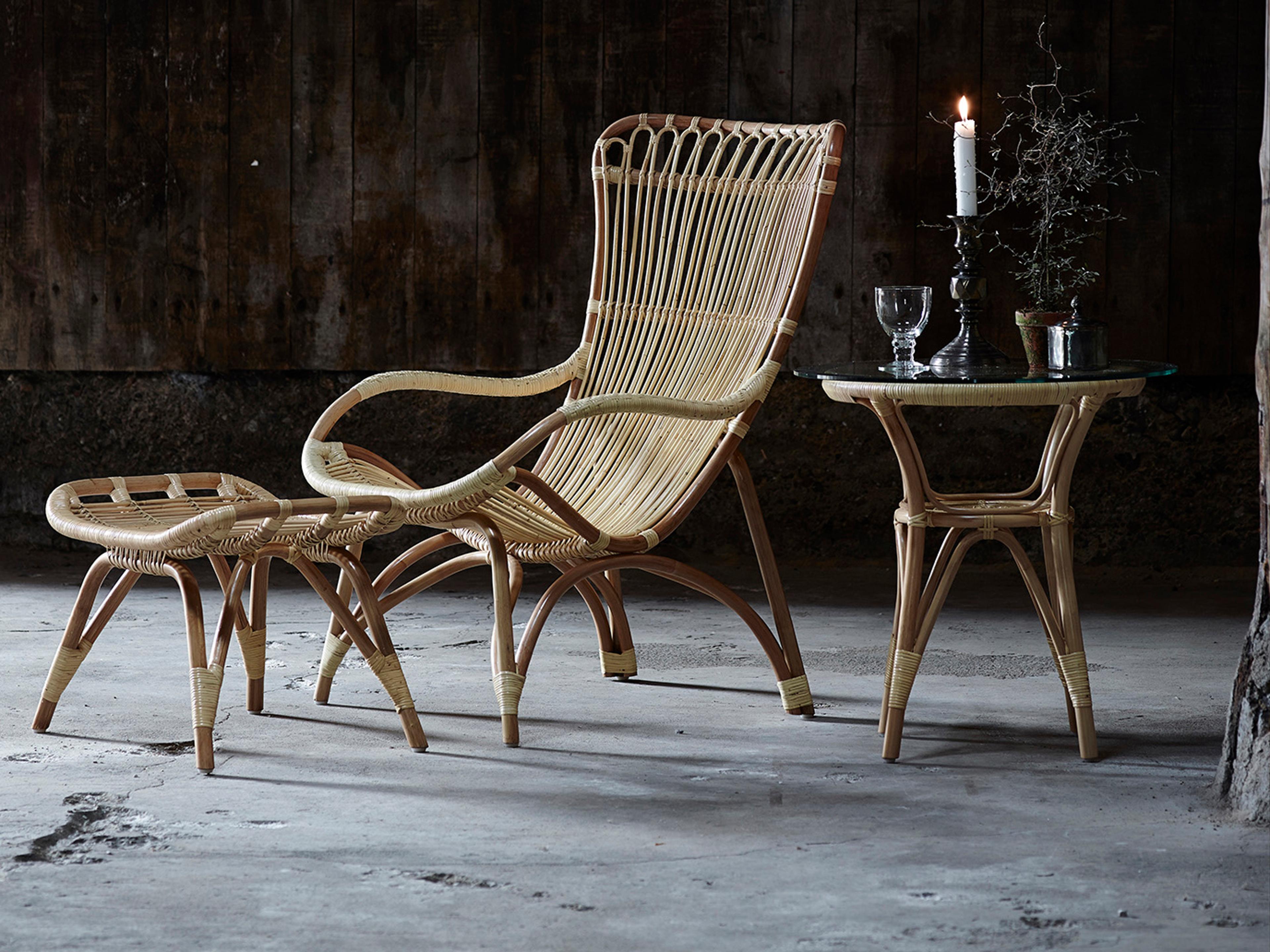 Sika Design Originals Natural Rattan, Poly Blend Aluminum Cushion Lounge Chair in Youtoo Dark Grey