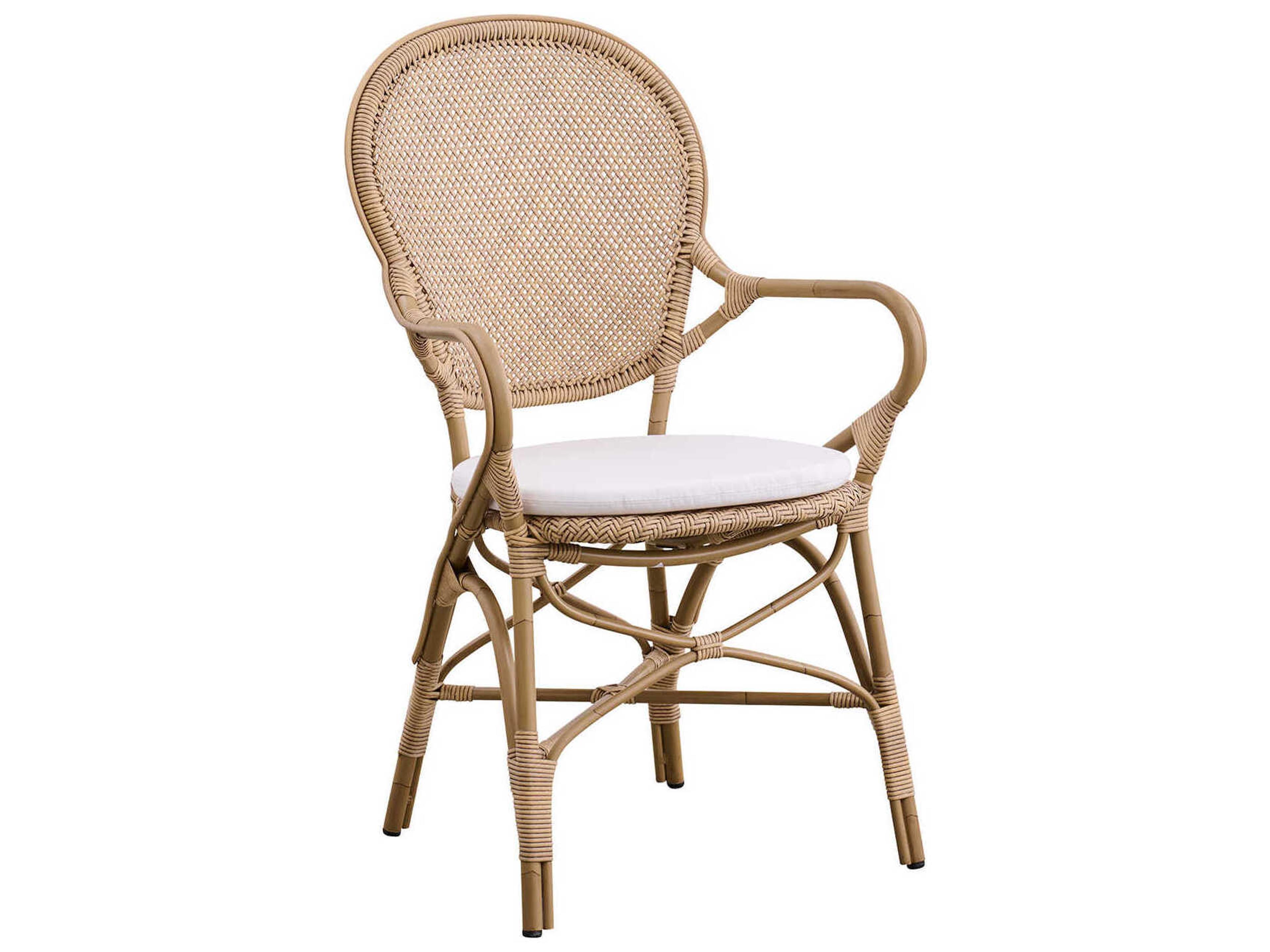 Sika Design Exterior  Aluminum Antique Tempotest Canvas White Cushion Dining Chair