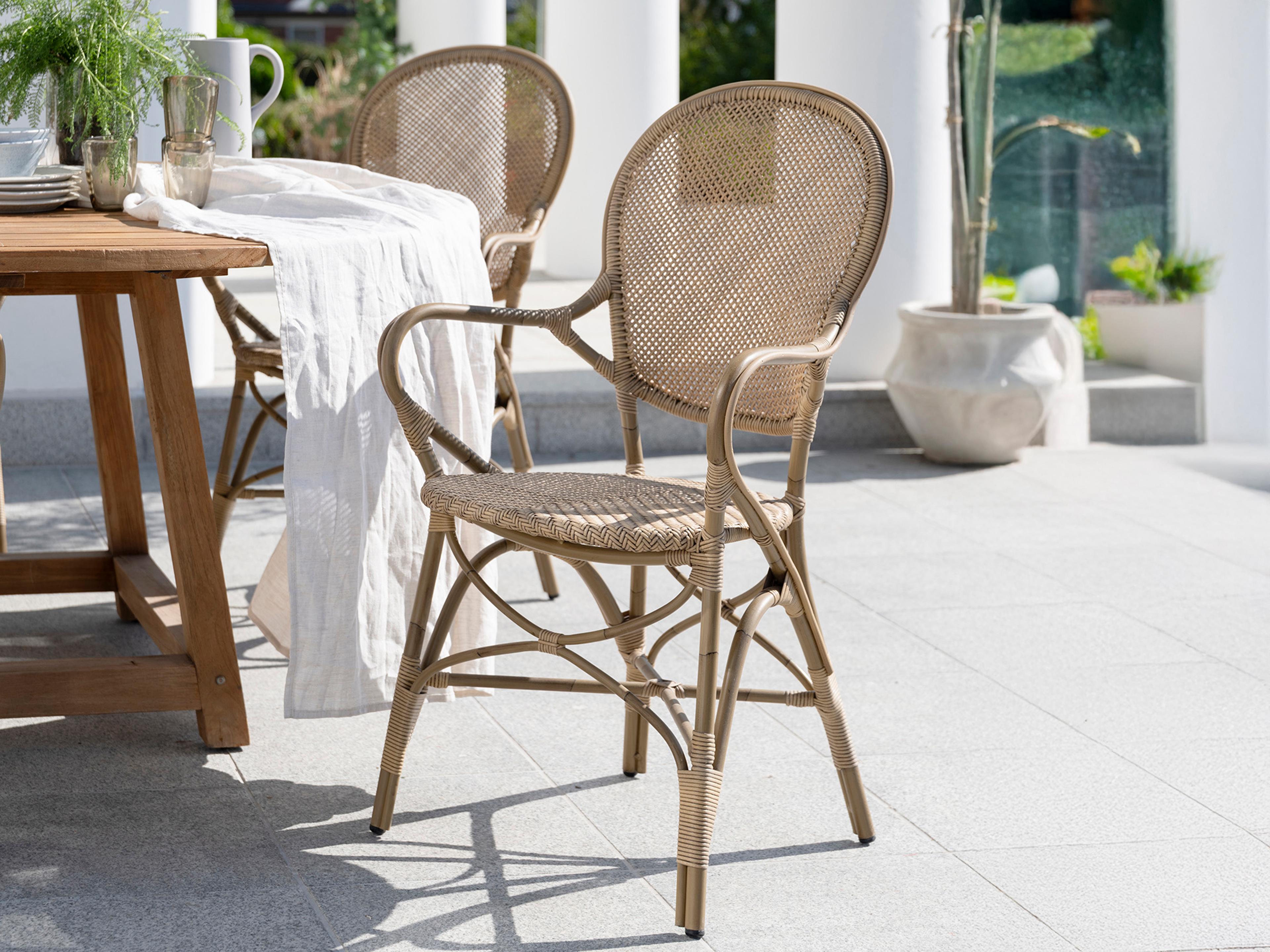 Sika Design Exterior  Aluminum Antique Tempotest Canvas White Cushion Dining Chair