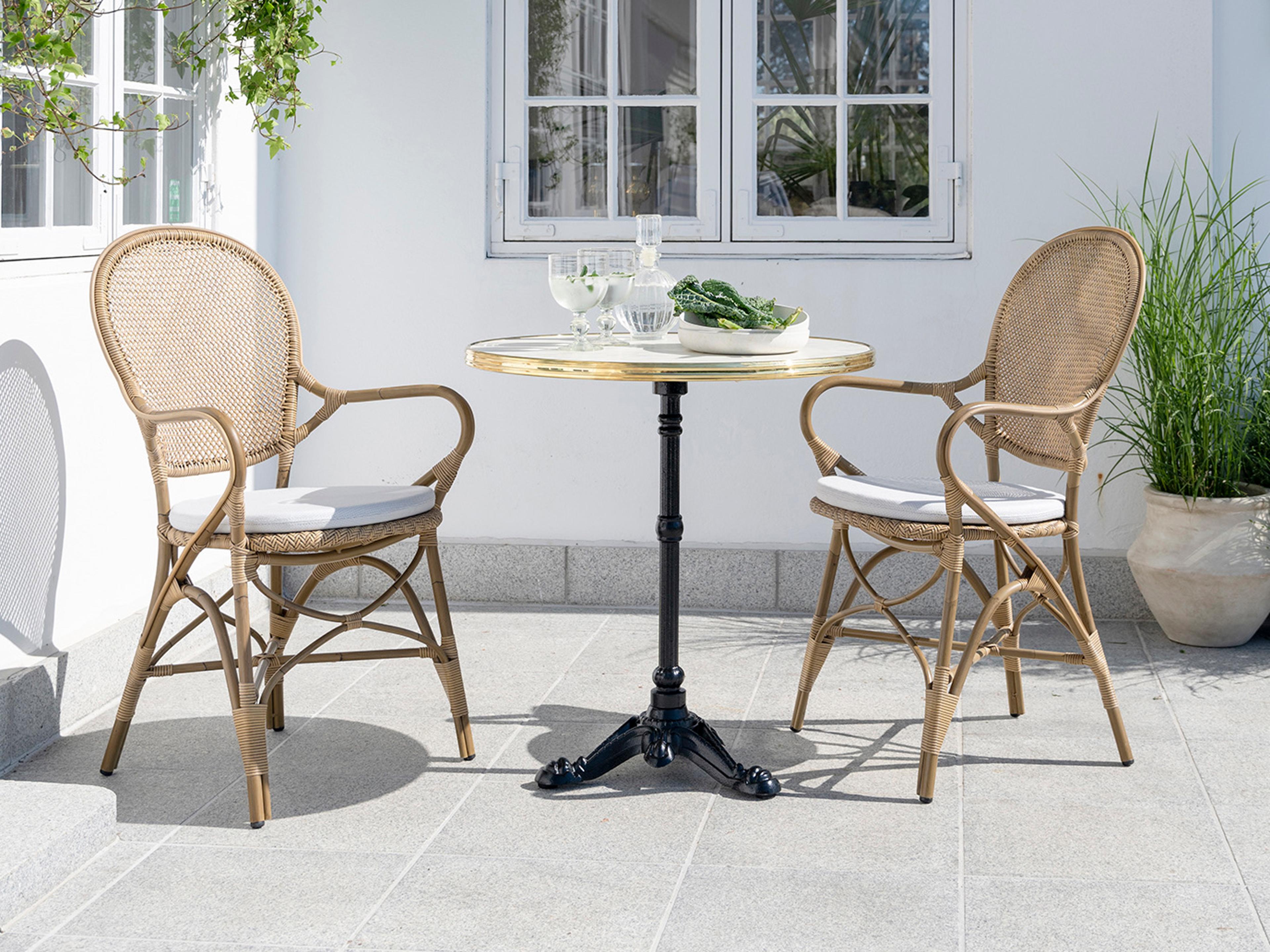 Sika Design Exterior  Aluminum Antique Tempotest Canvas White Cushion Dining Chair