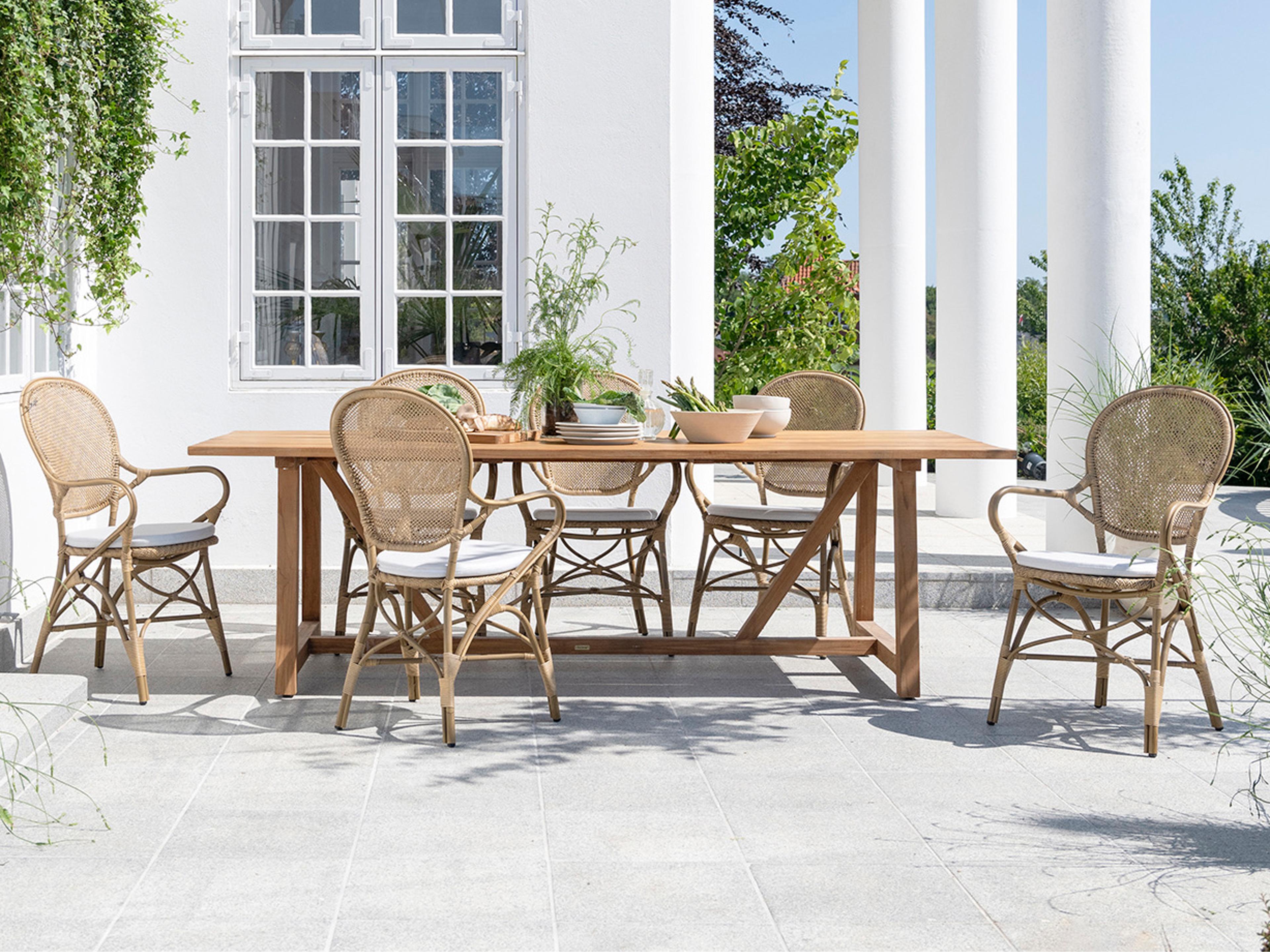 Sika Design Exterior  Aluminum Antique Tempotest Canvas White Cushion Dining Chair