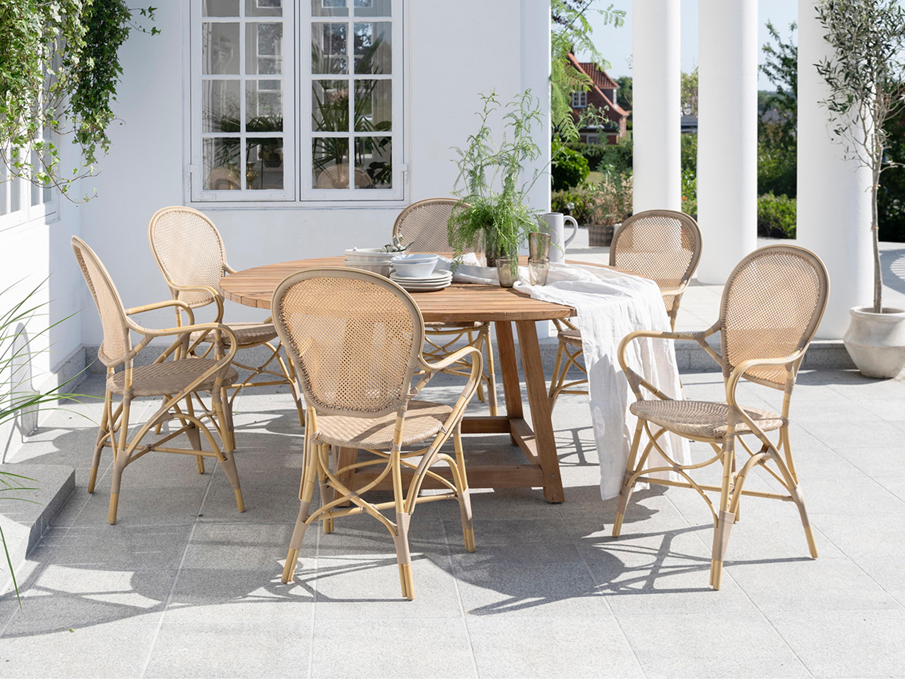 Sika Design Exterior Aluminum Natural Tempotest Canvas White Cushion Dining Chair