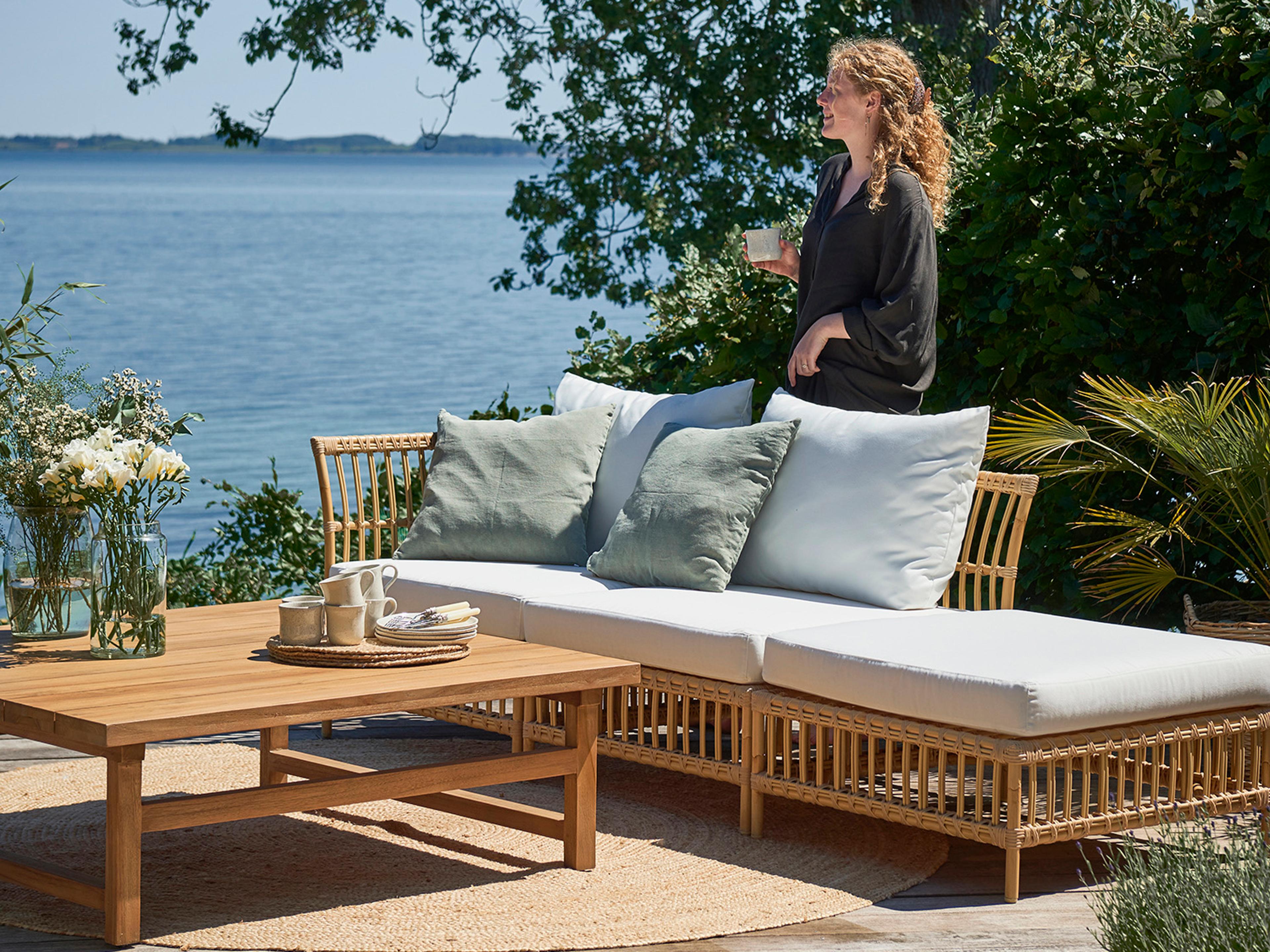 Sika Design Exterior Aluminum Natural Tempotest Canvas White Cushion Lounge Chair