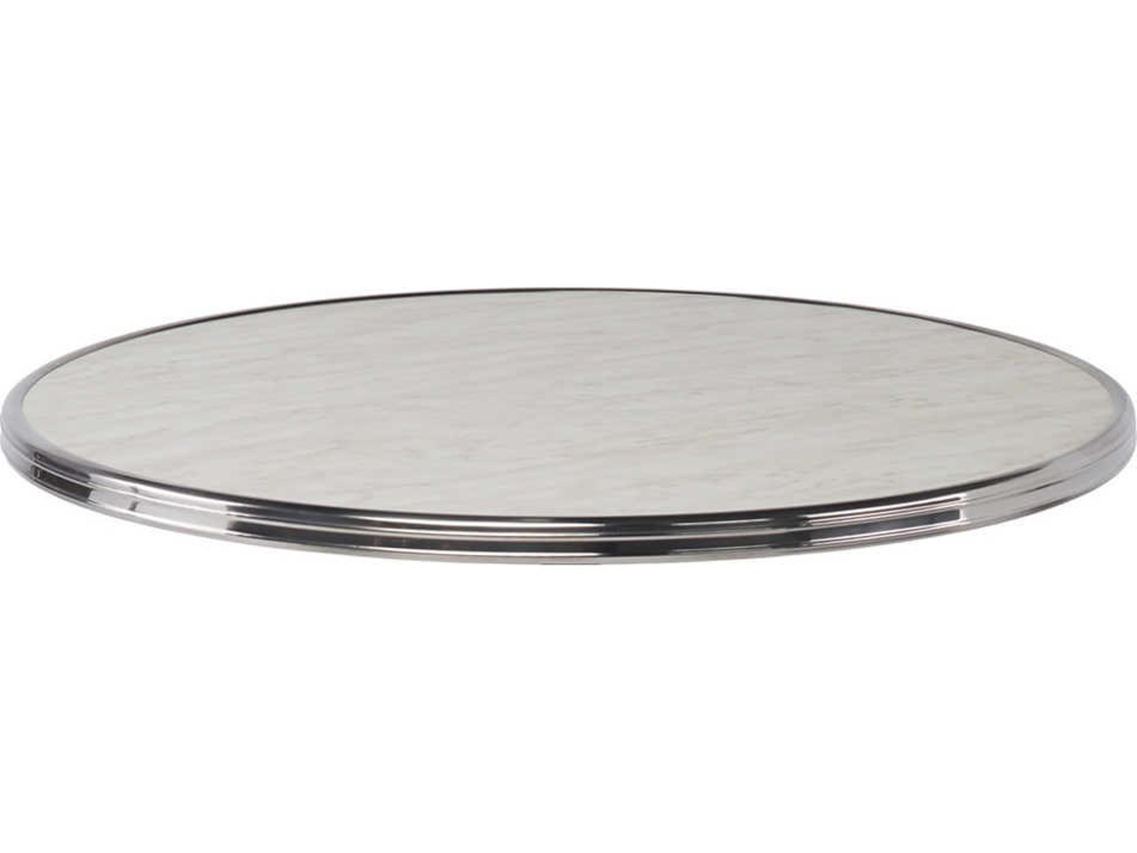 Alu Affaire Chrome Strapping Genoa Round Faux Marble Laminate Table Top