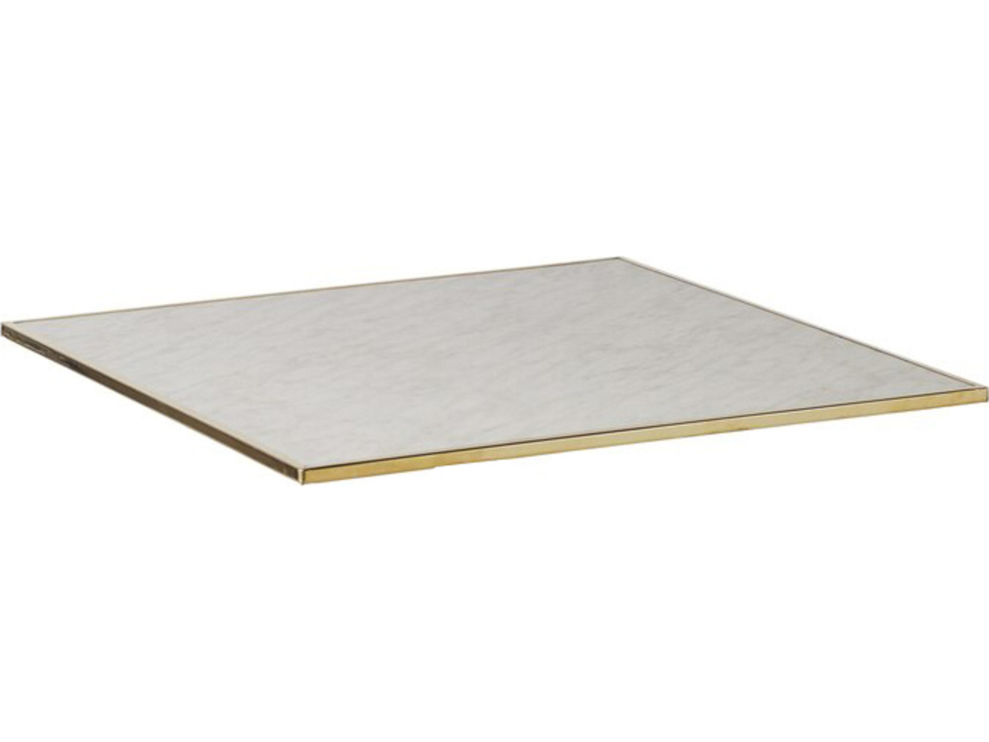 Alu Affaire Brass Strapping Slim Genoa Square Faux Marble Laminate French Cafe Table Top