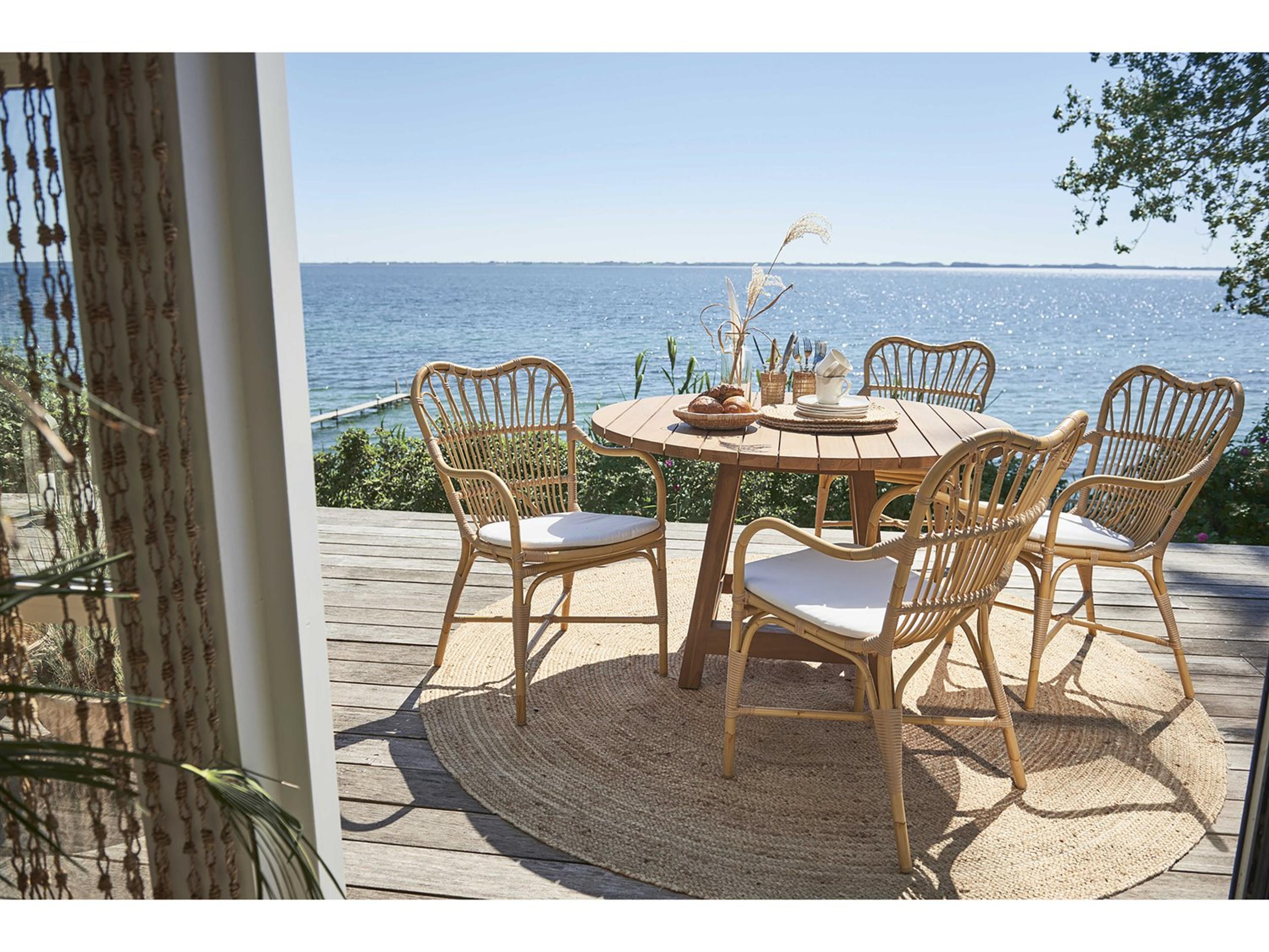 Sika Design Exterior Aluminum Natural Margaret Stackable Outdoor Dining Arm Chair