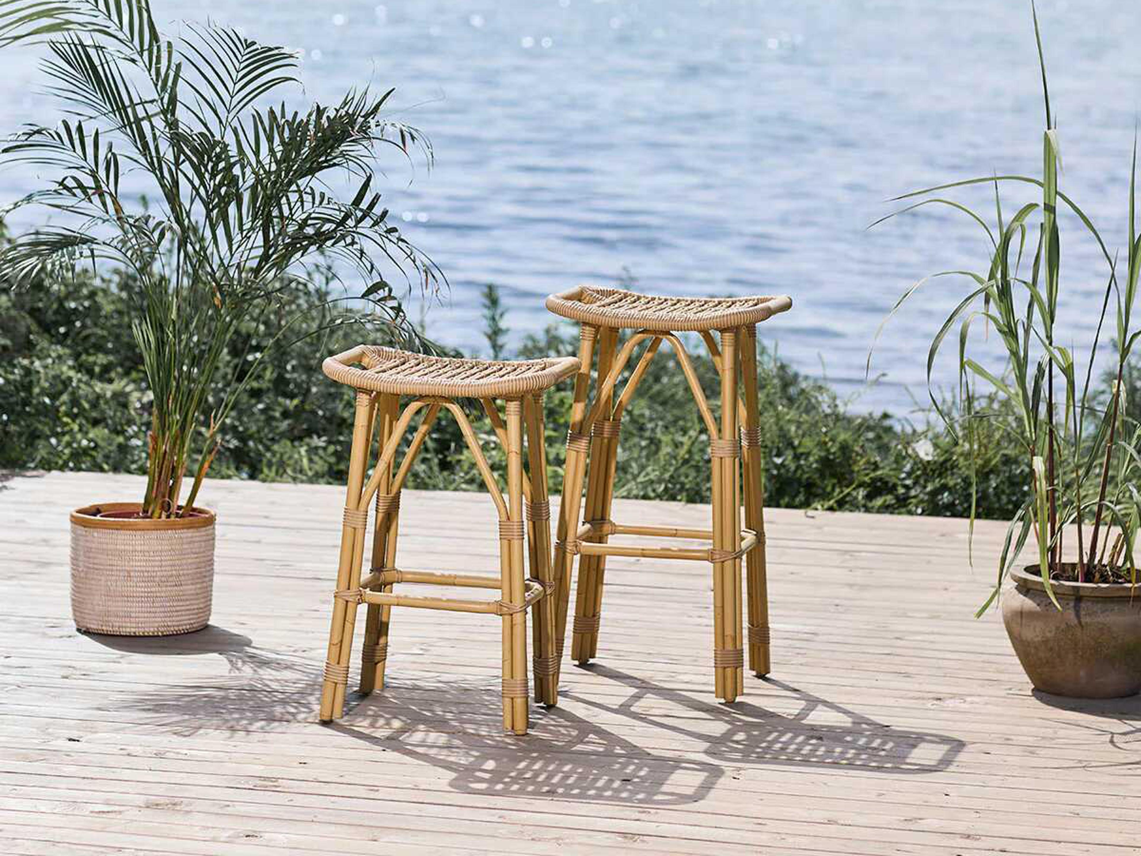 Sika Design Exterior Aluminum Rattan Natural Salsa Patio Counter Stool
