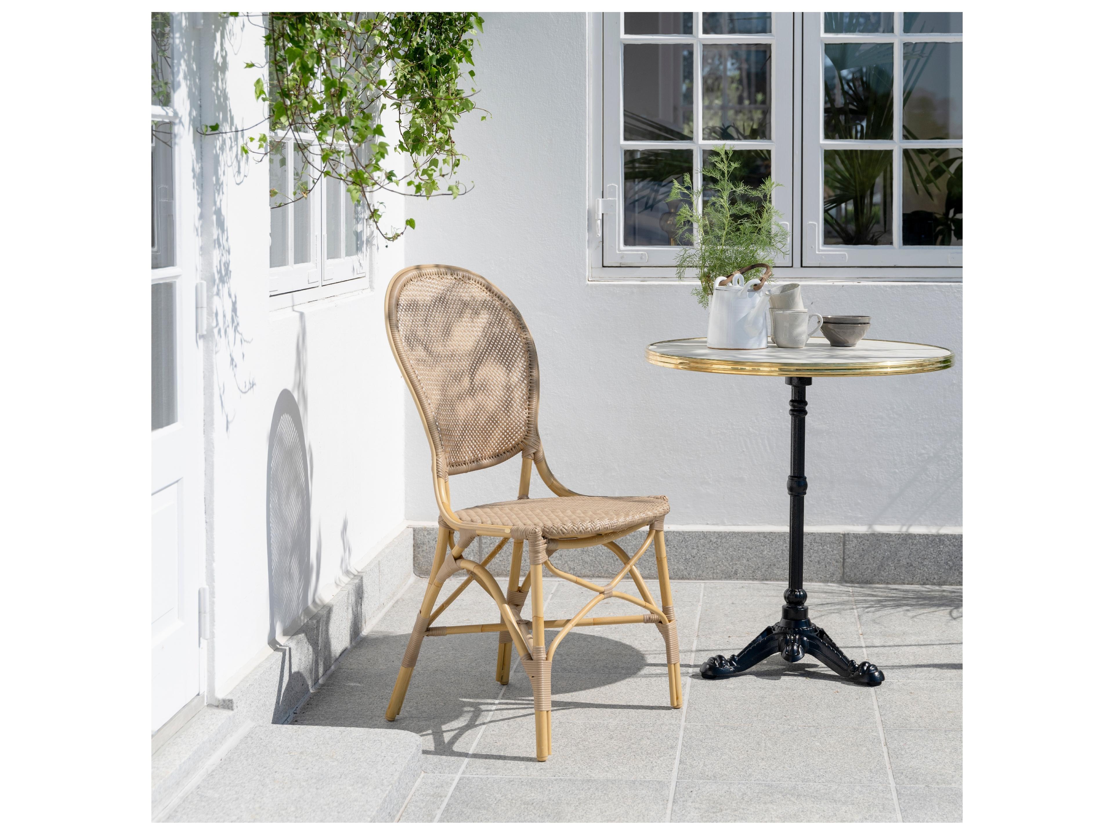 Sika Design Exterior Aluminum Rattan Natural Rossini Patio Dining Side Chair