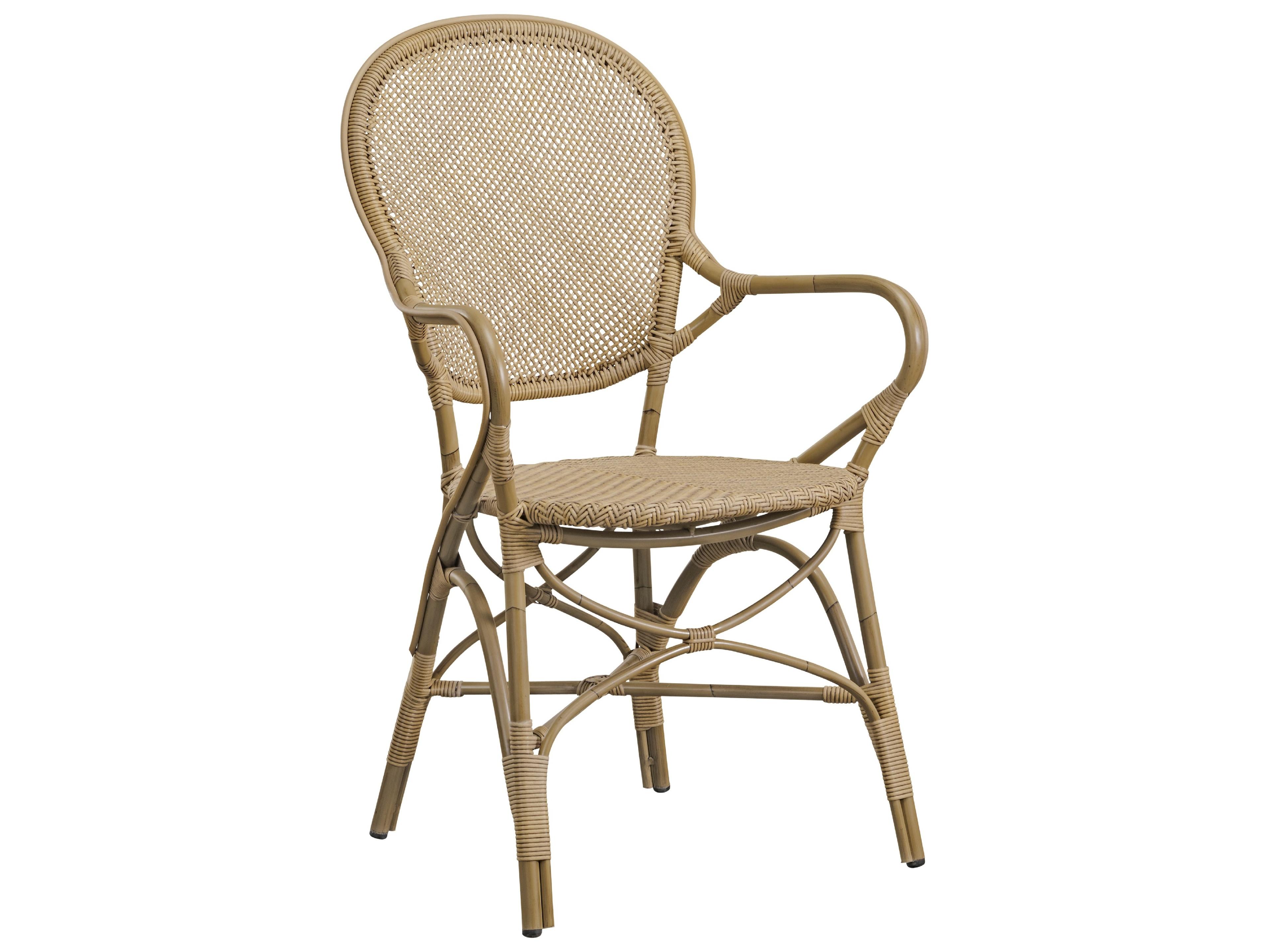 Exterior Aluminum Rattan Antique Rossini Patio Dining Arm Chair