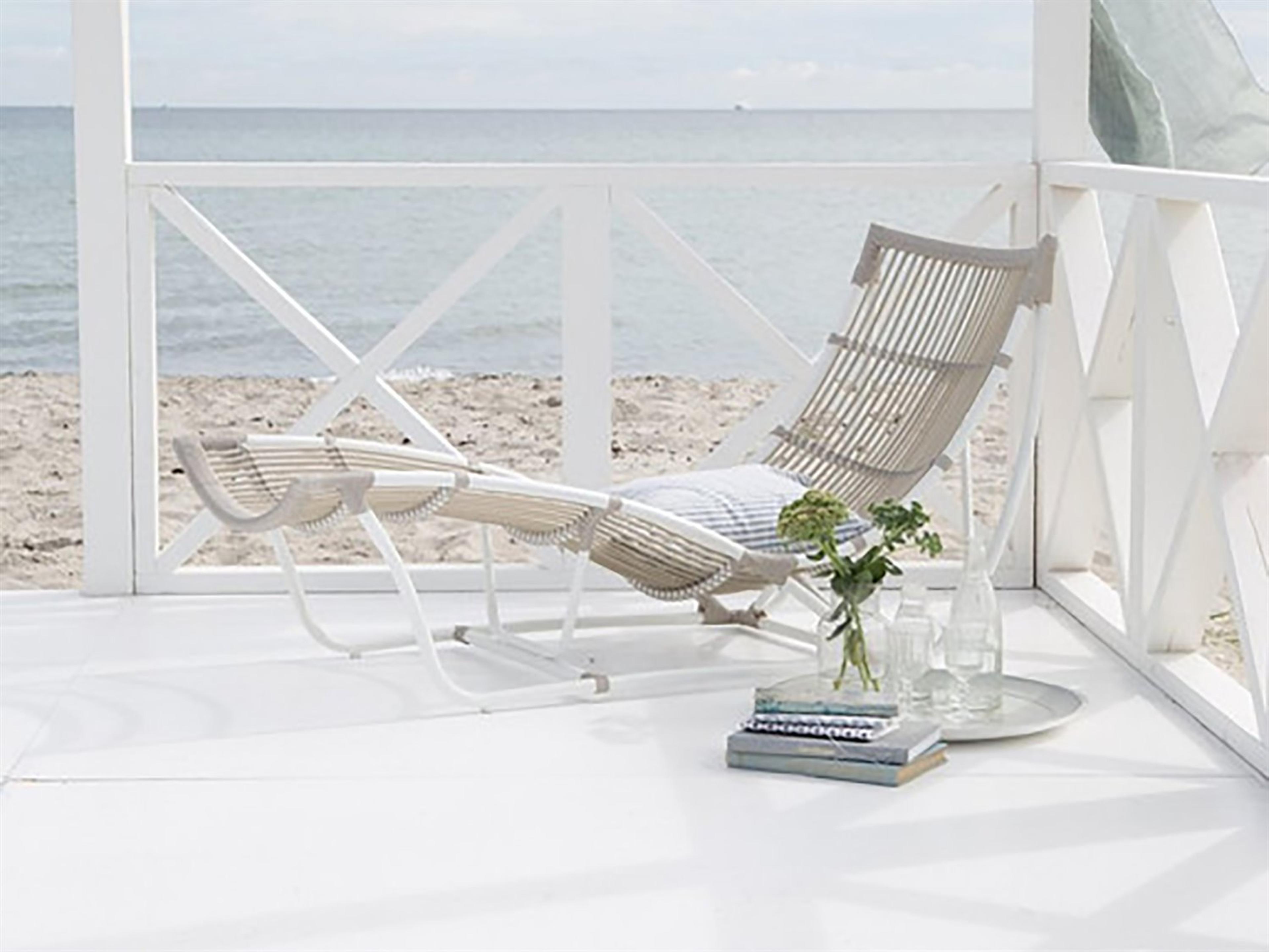 Sika Design Exterior Rattan Wicker Dove White Michelangelo Outdoor Chaise Lounge