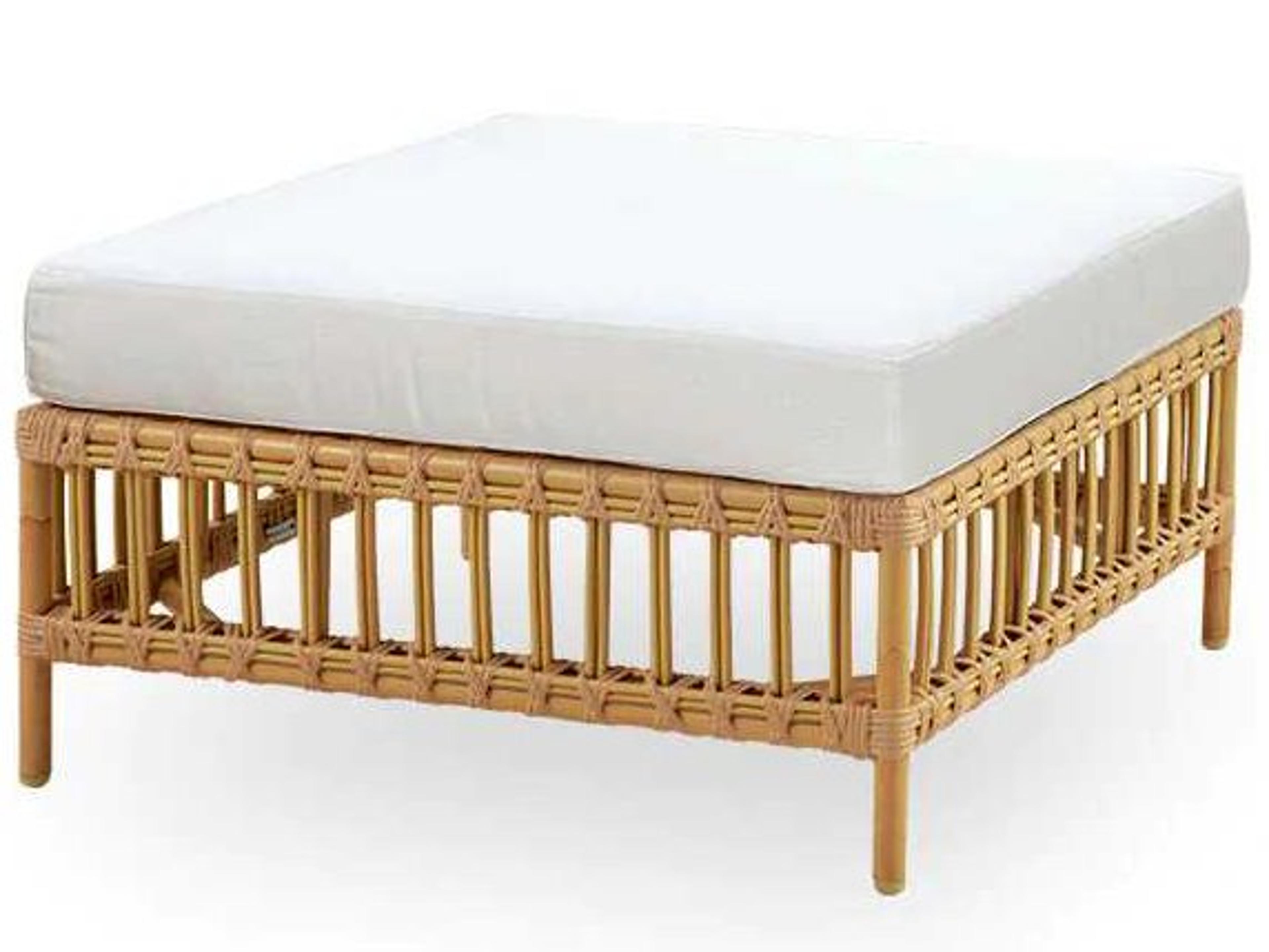 Exterior Aluminum Rattan Natural Maggie Outdoor Ottoman