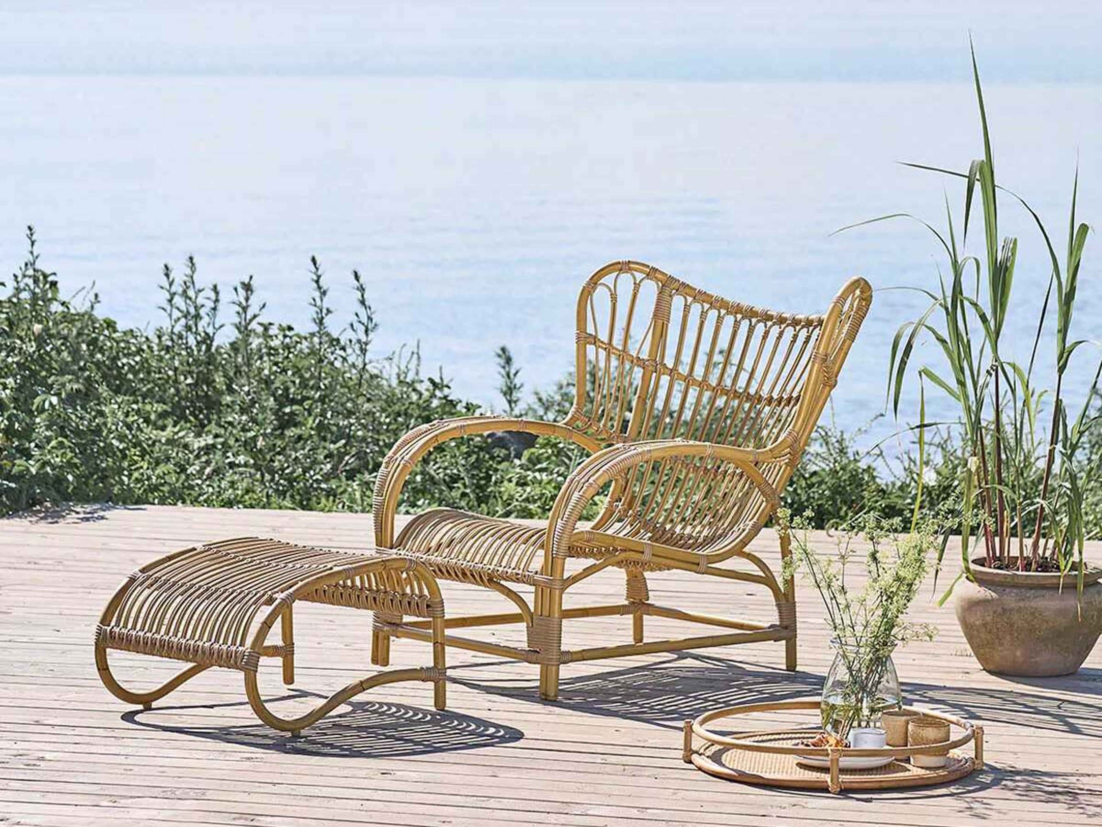 Sika Design Exterior Aluminum Rattan Natural Teddy Outdoor Patio Lounge Chair