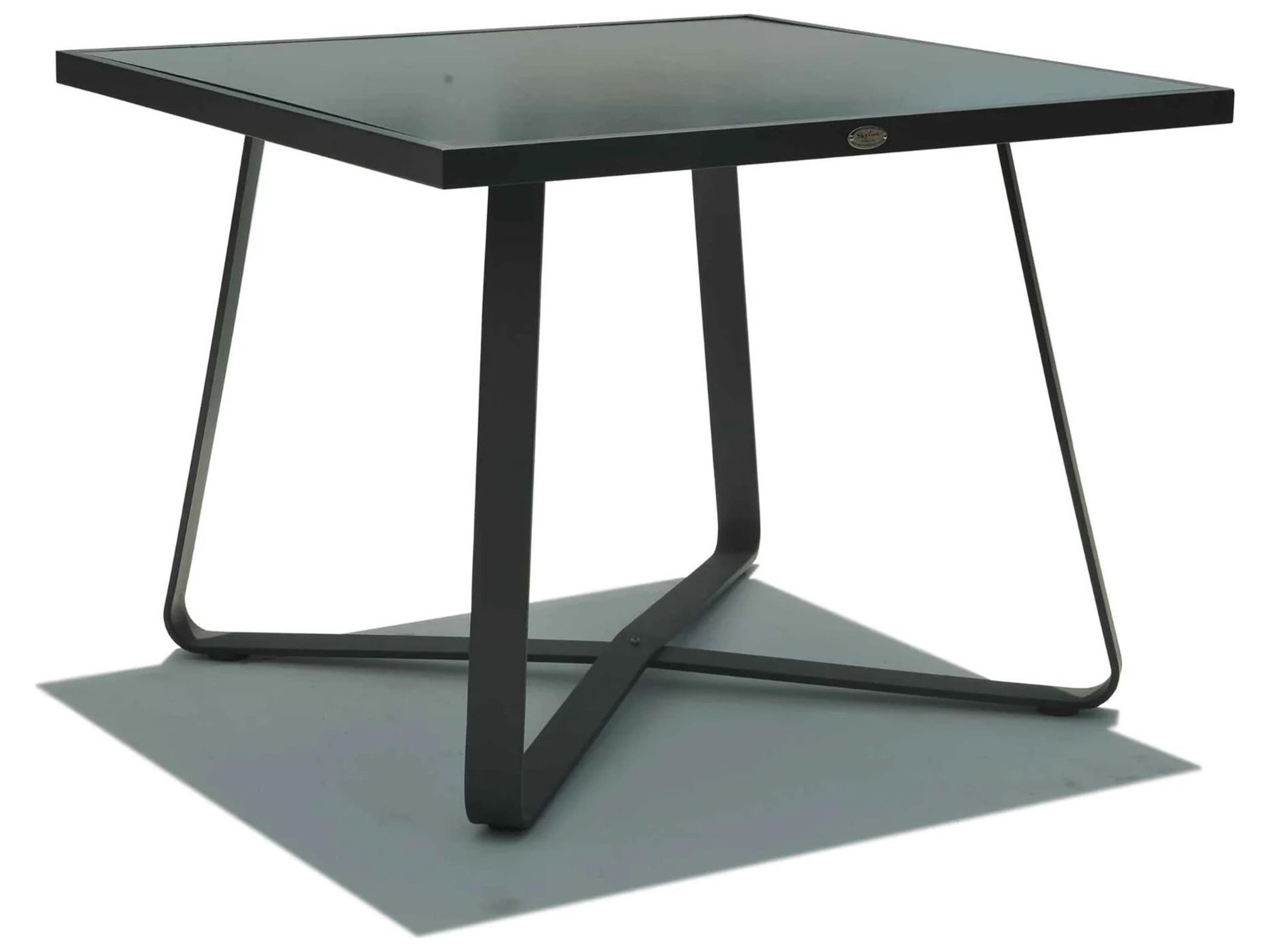 Horizon Dark Gray Strap Teak Arm Aluminum Square Dining Table