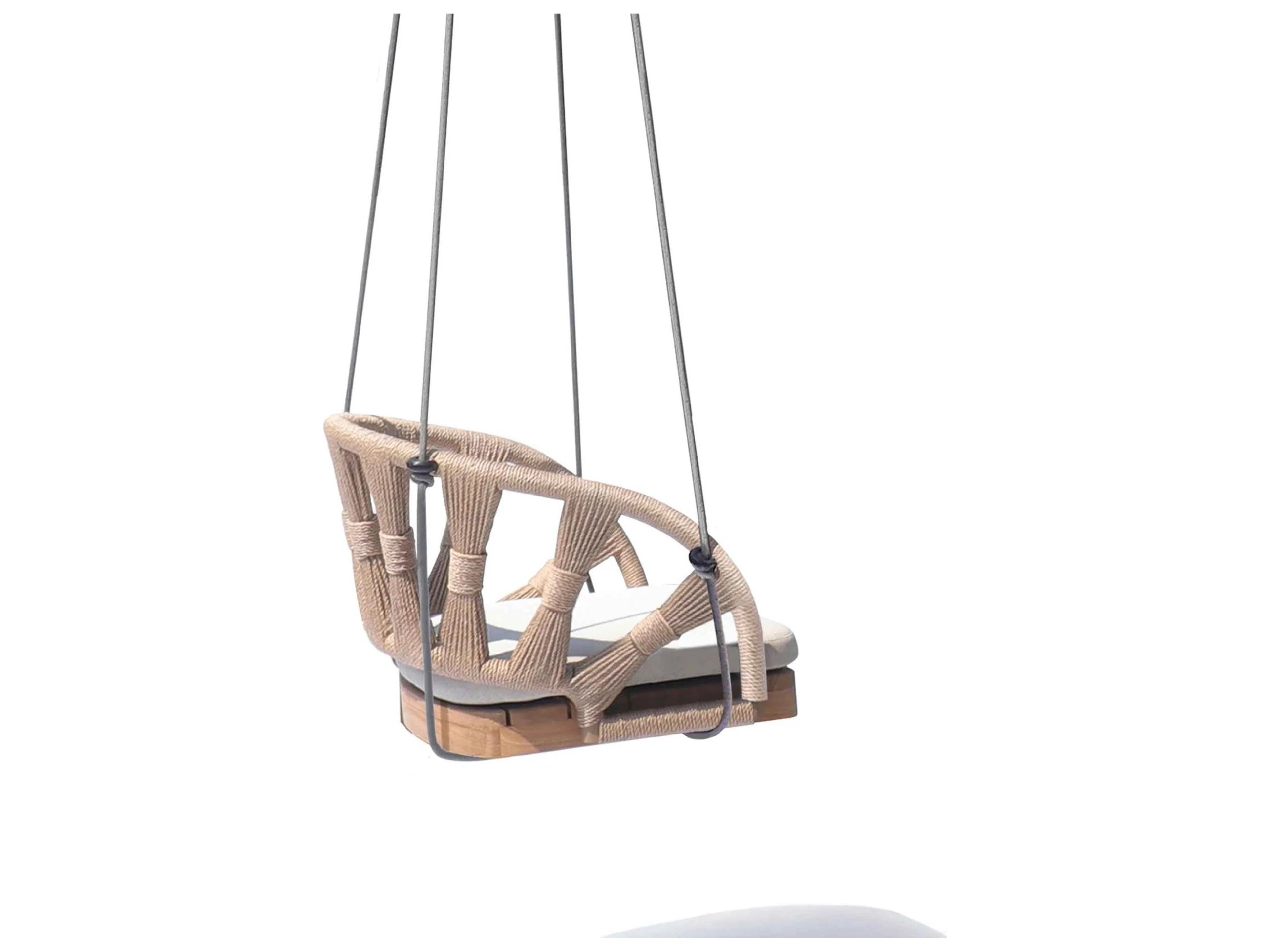 Krabi Teak; Rope Aluminum Cushion Swing