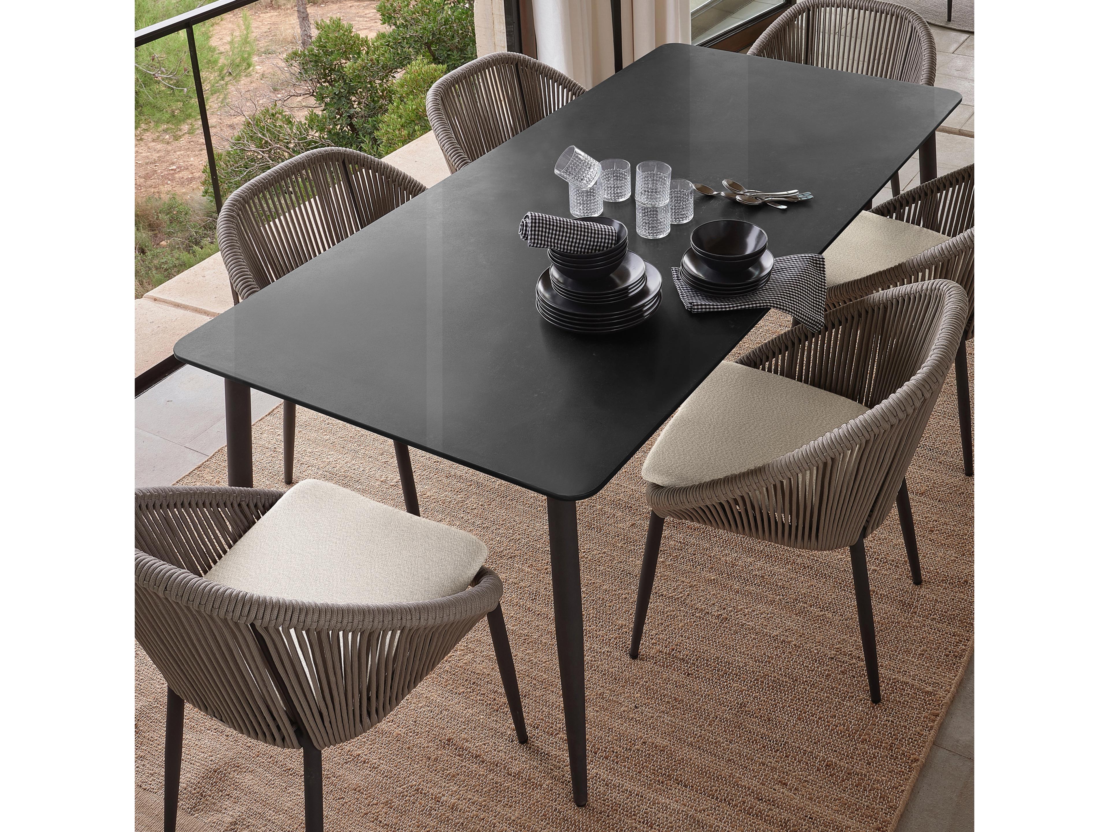 Rodona Rectangular Patio Dining Table with Glass